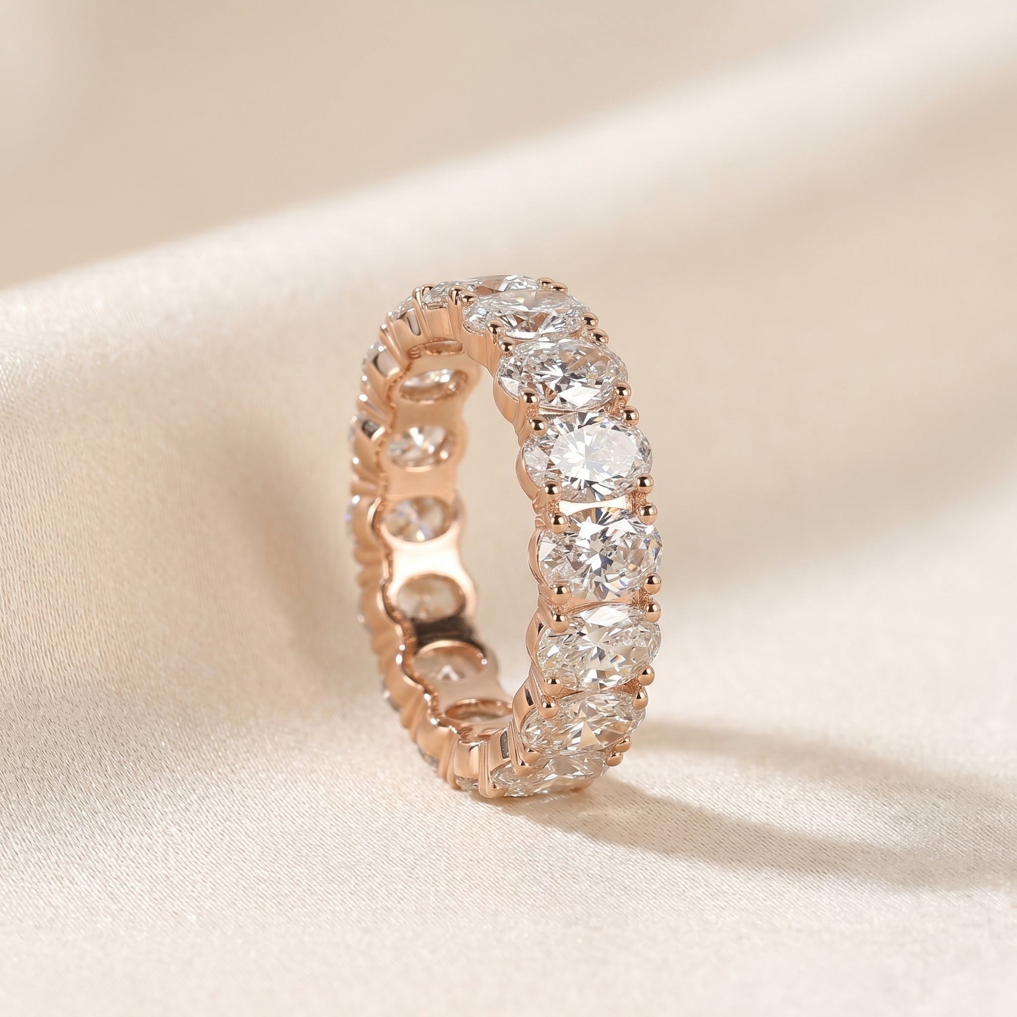 Oval Lab Grown Diamond Eternity Band in 10K Rose Gold 8 CTW