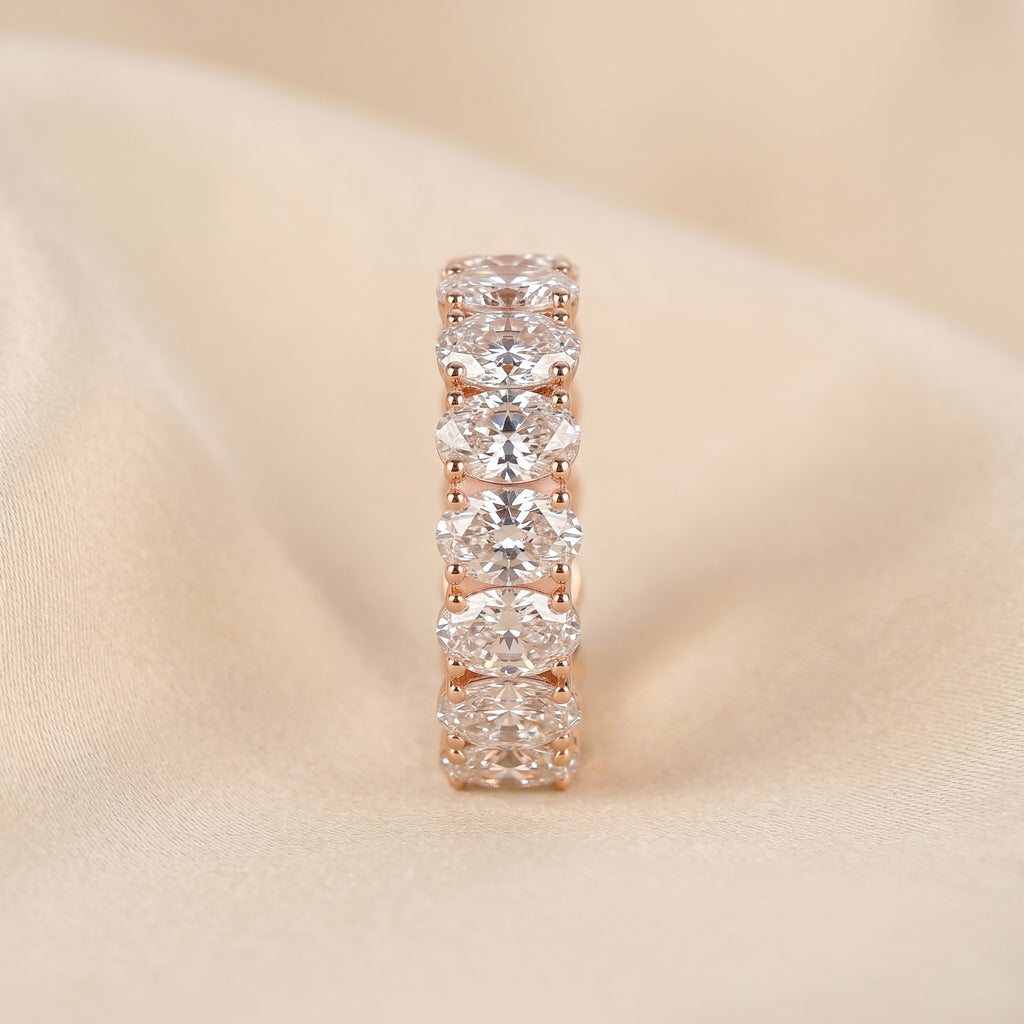 Oval Lab Grown Diamond Eternity Band in 10K Rose Gold 8 CTW