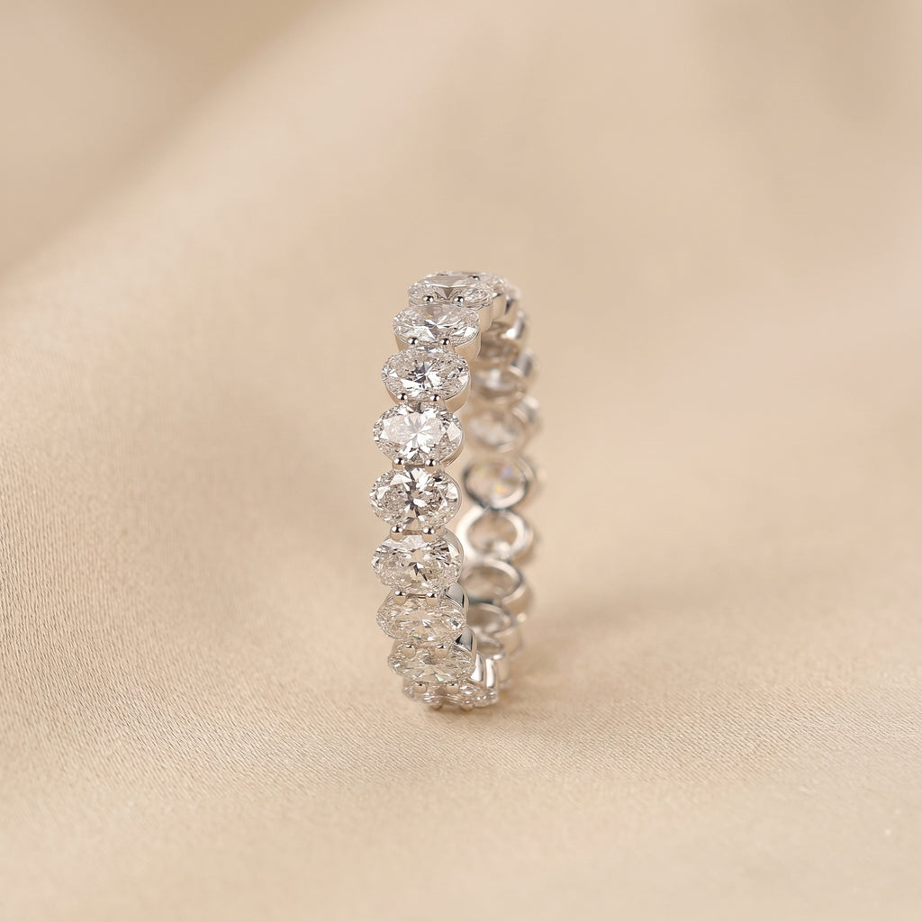 Oval Lab Grown Diamond Eternity Band in 10K White Gold 3.6 CTW
