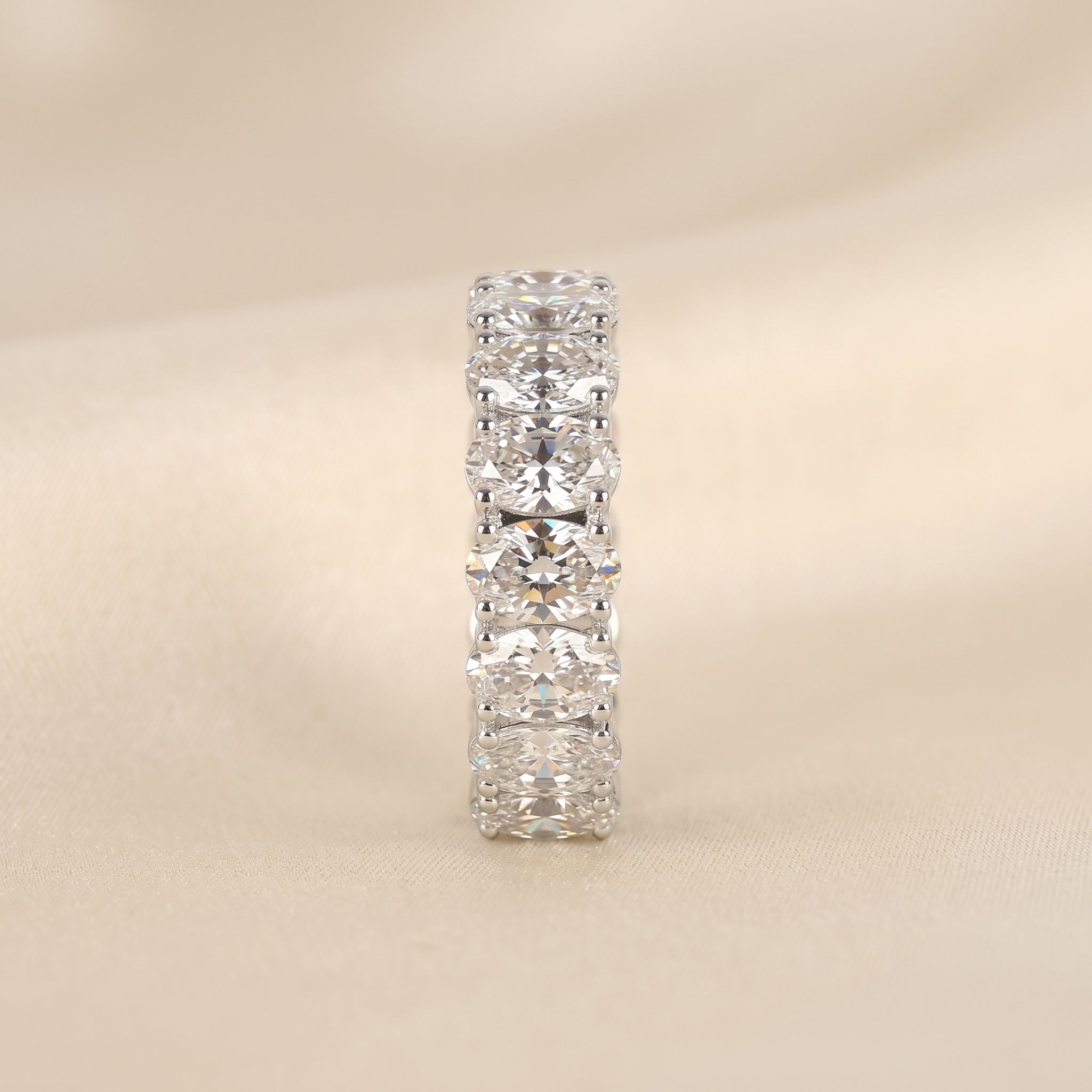Oval Lab Grown Diamond Eternity Band in 10K White Gold 8 CTW