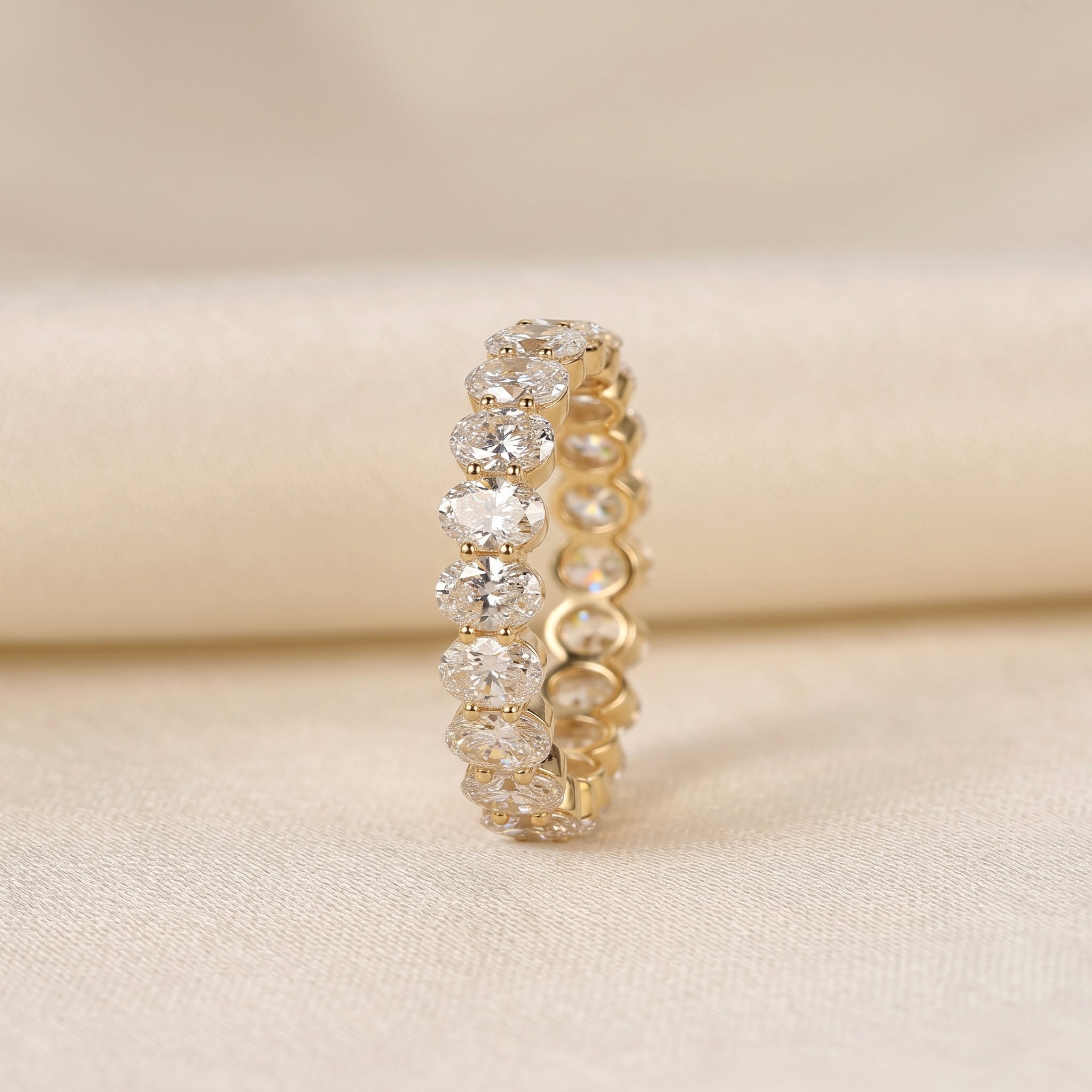 Oval Lab Grown Diamond Eternity Band in 10K Yellow Gold 3.6 CTW