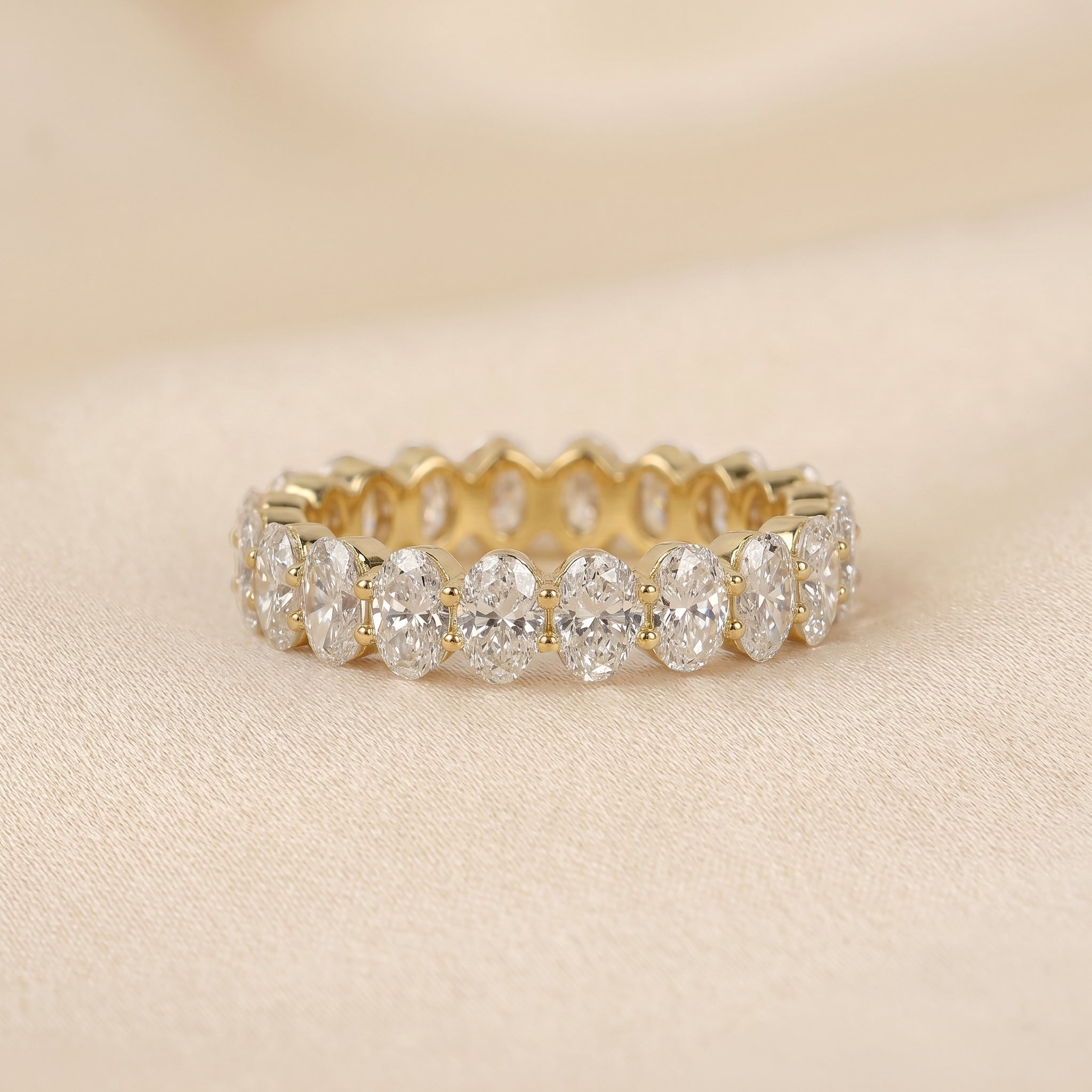 Oval Lab Grown Diamond Eternity Band in 10K Yellow Gold 3.6 CTW