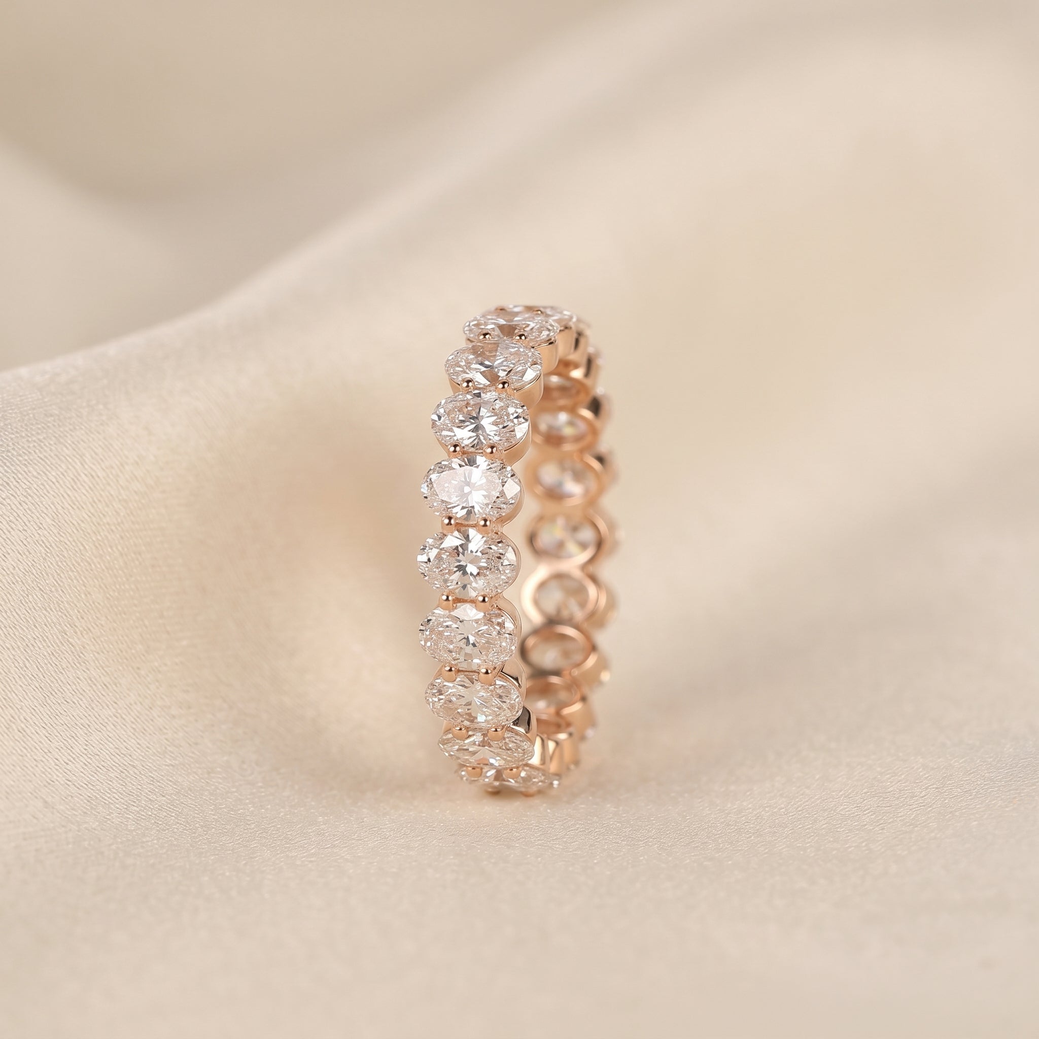 Oval Lab Grown Diamond Eternity Band in 14K Rose Gold 3.6 CTW
