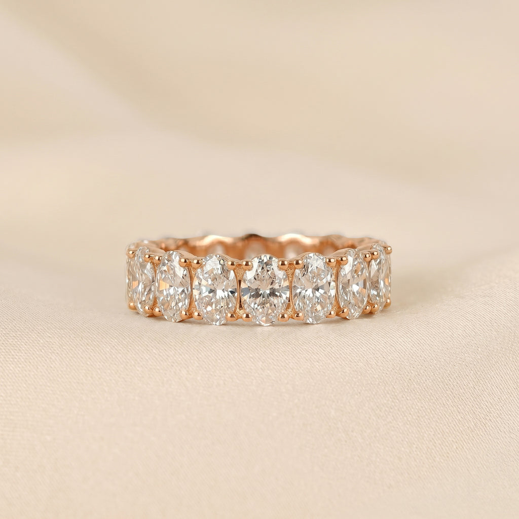 Oval Lab Grown Diamond Eternity Band in 14K Rose Gold 8 CTW