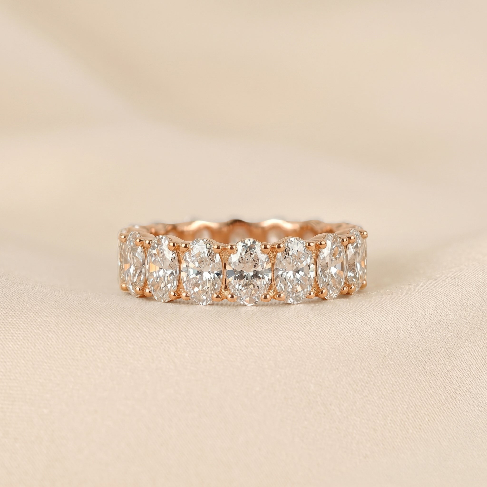 Oval Lab Grown Diamond Eternity Band in 14K Rose Gold 8 CTW