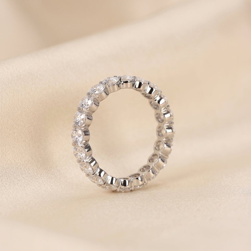 Oval Lab Grown Diamond Eternity Band in 14K White Gold 3.6 CTW