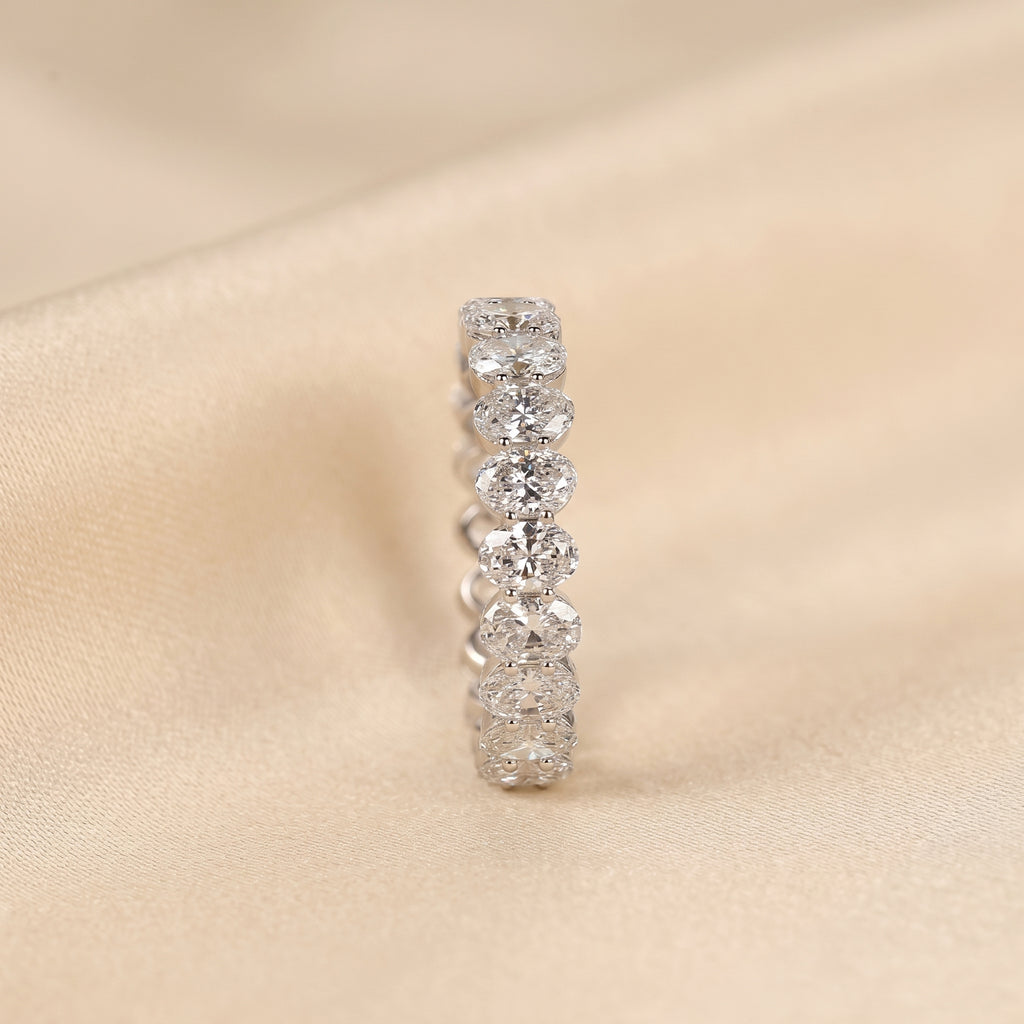 Oval Lab Grown Diamond Eternity Band in 14K White Gold 3.6 CTW