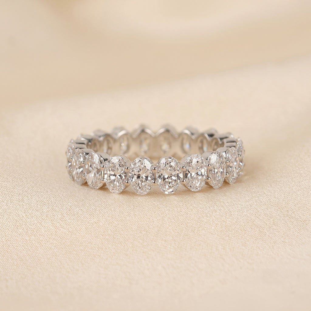Oval Lab Grown Diamond Eternity Band in 14K White Gold 3.6 CTW