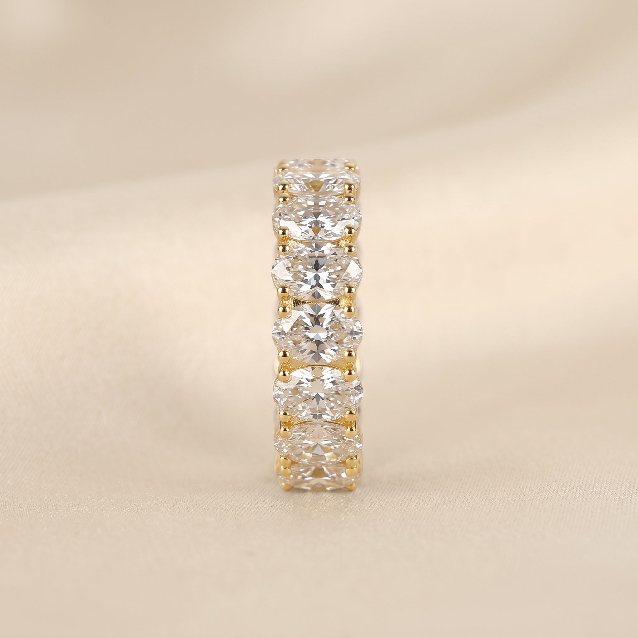 Oval Lab Grown Diamond Eternity Band in 14K Yellow Gold 8 CTW