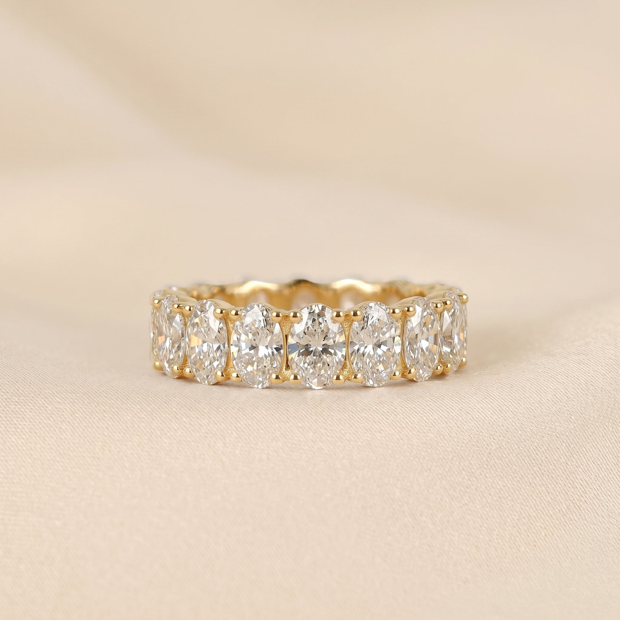 Oval Lab Grown Diamond Eternity Band in 14K Yellow Gold 8 CTW