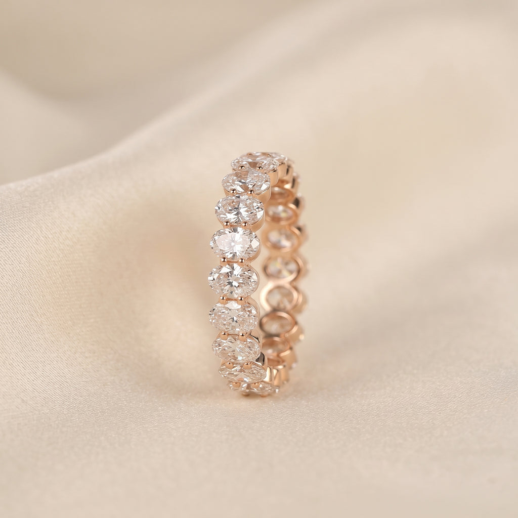 Oval Lab Grown Diamond Eternity Band in 18K Rose Gold 3.6 CTW