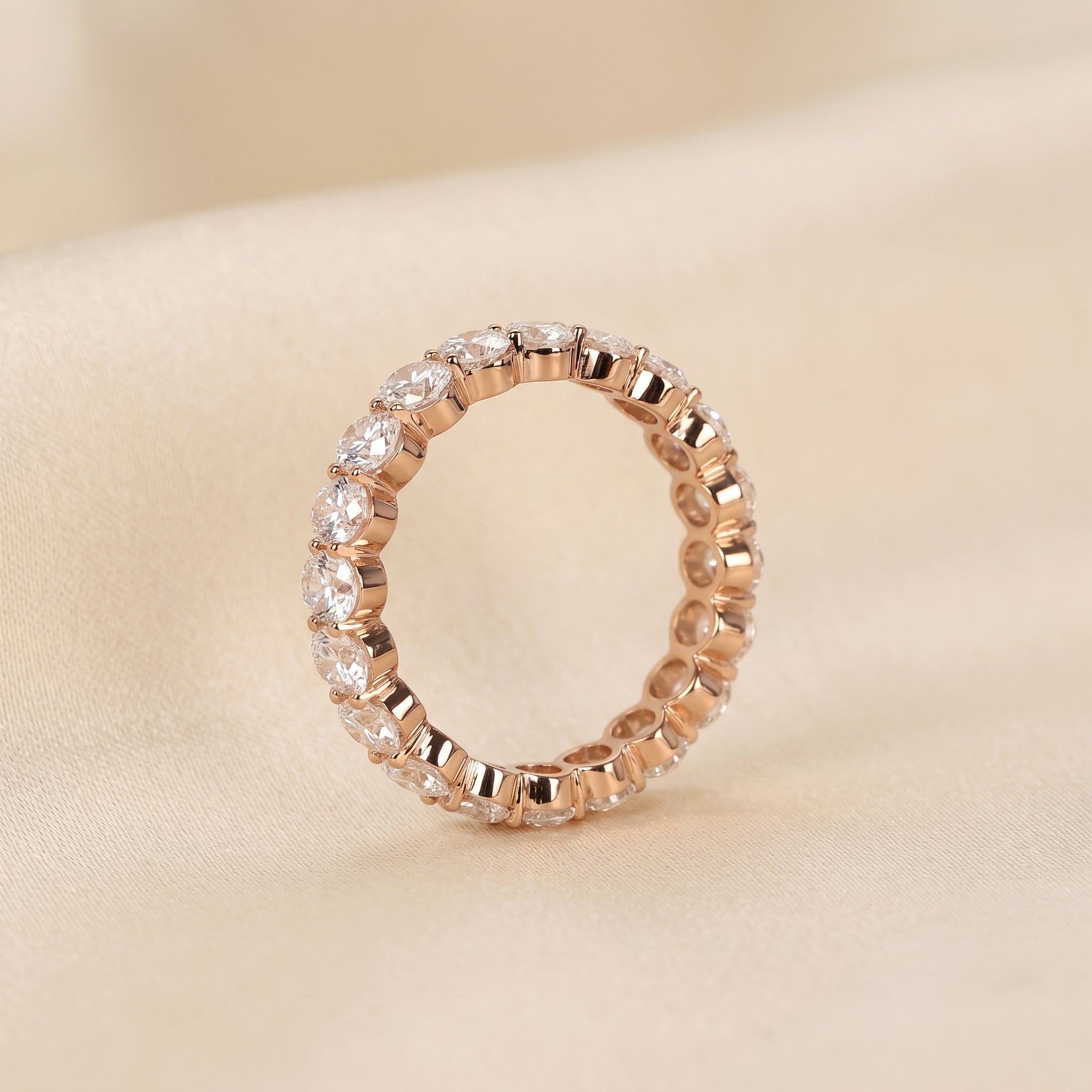 Oval Lab Grown Diamond Eternity Band in 18K Rose Gold 3.6 CTW