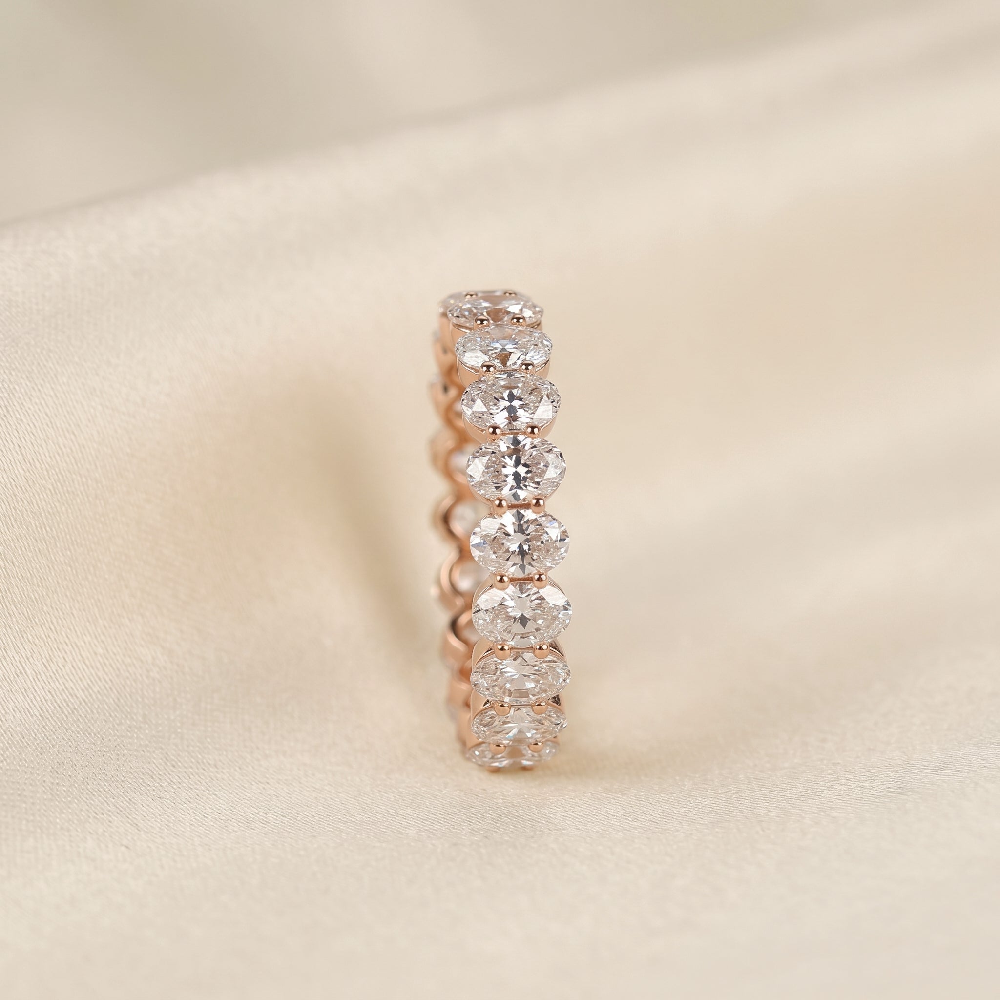 Oval Lab Grown Diamond Eternity Band in 18K Rose Gold 3.6 CTW