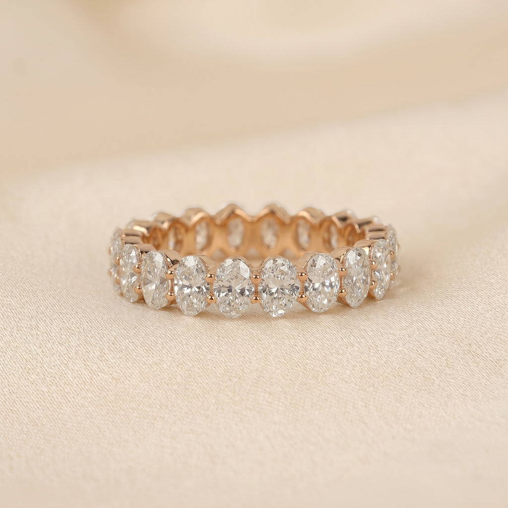 Oval Lab Grown Diamond Eternity Band in 18K Rose Gold 3.6 CTW