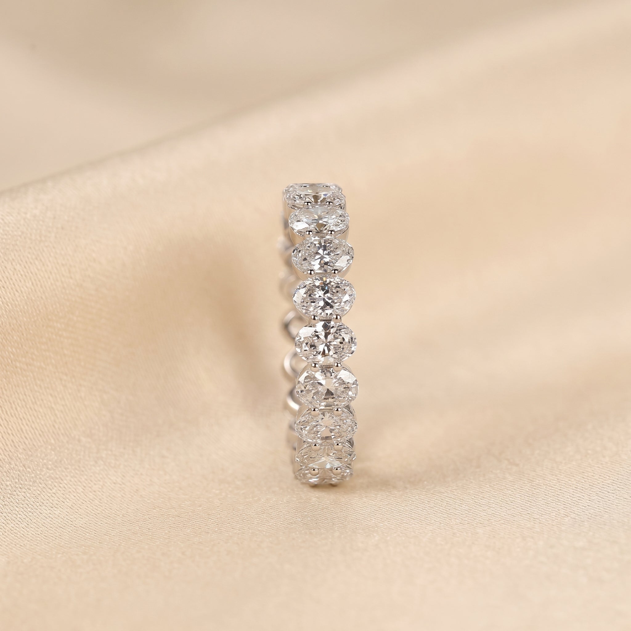 Oval Lab Grown Diamond Eternity Band in 18K White Gold 3.6 CTW