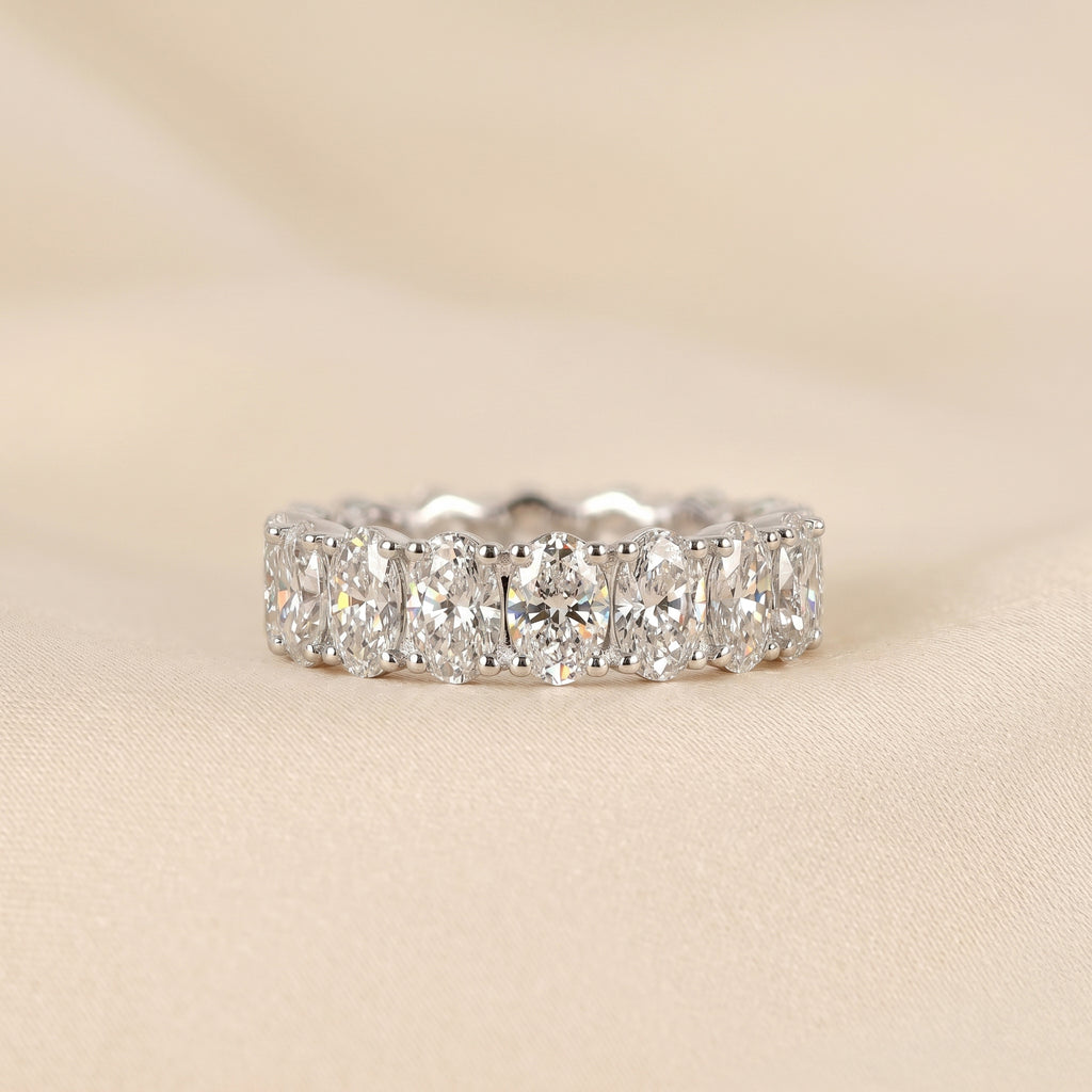 Oval Lab Grown Diamond Eternity Band in 18K White Gold 8 CTW