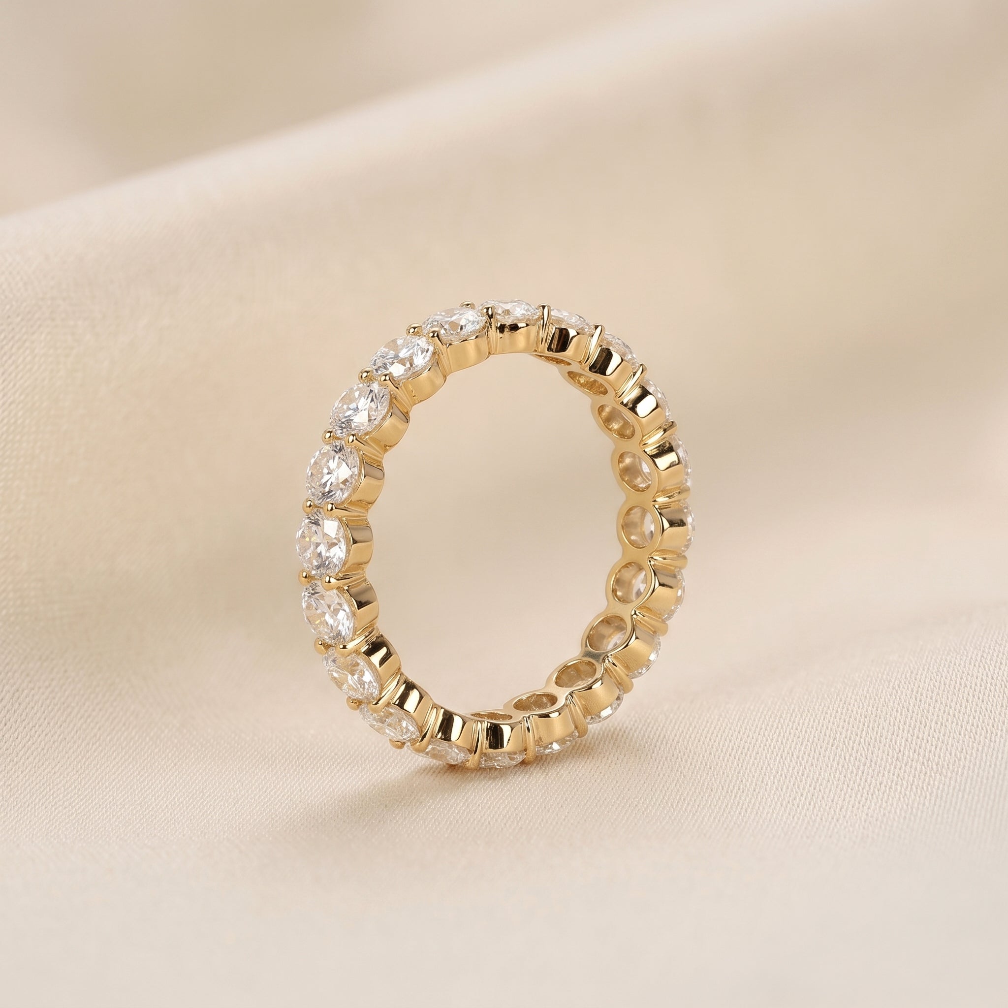 Oval Lab Grown Diamond Eternity Band in 18K Yellow Gold 3.6 CTW