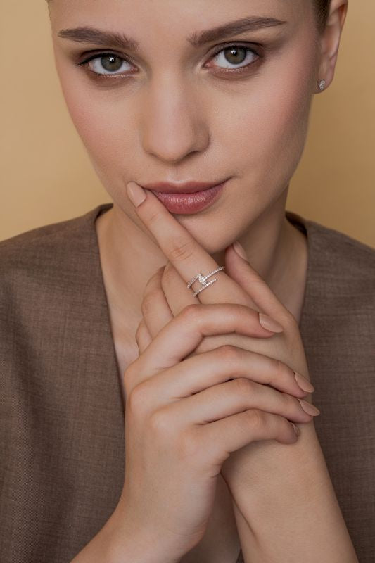 Oval Cut Open Bypass Lab Grown Diamond Ring in 18K Rose Gold 0.32 CTW
