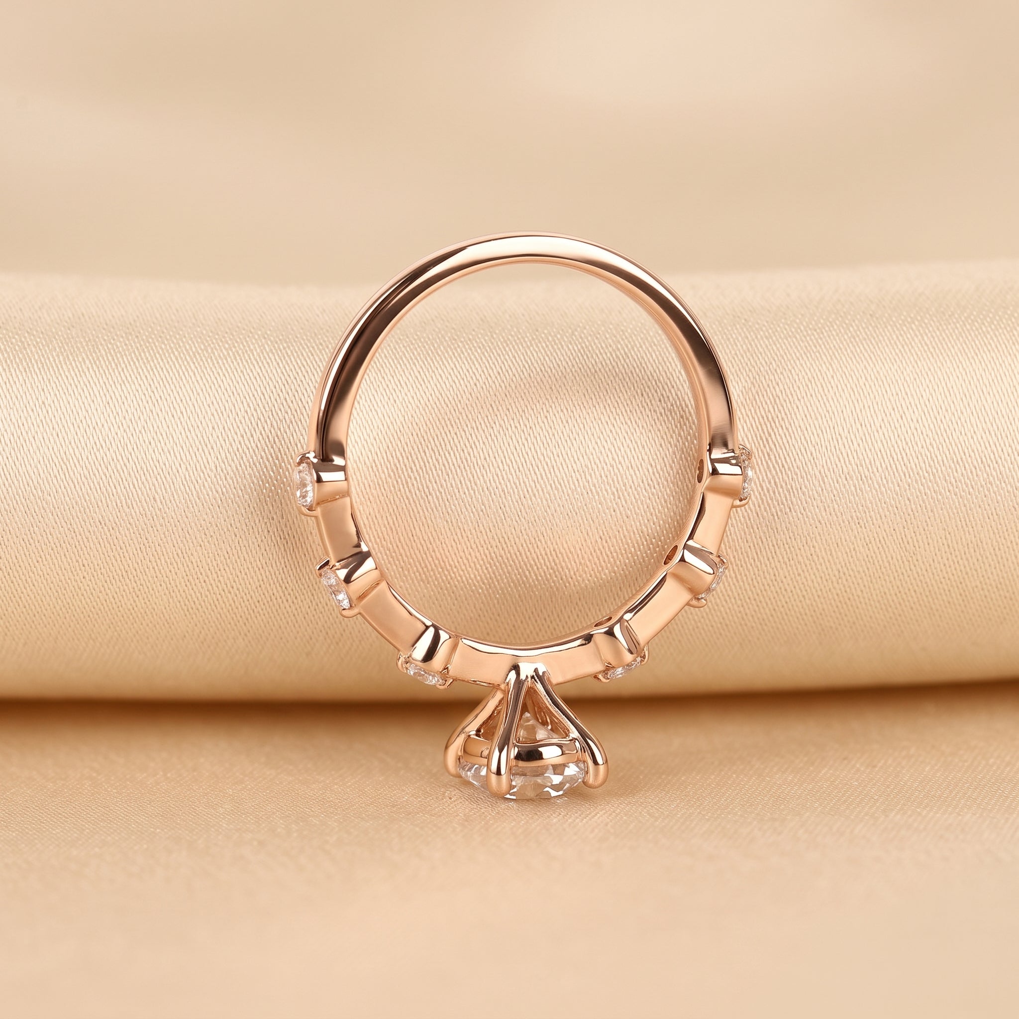 Oval Lab Grown Diamond Ring with Round Accents in 18K Rose Gold 2.70 CTW