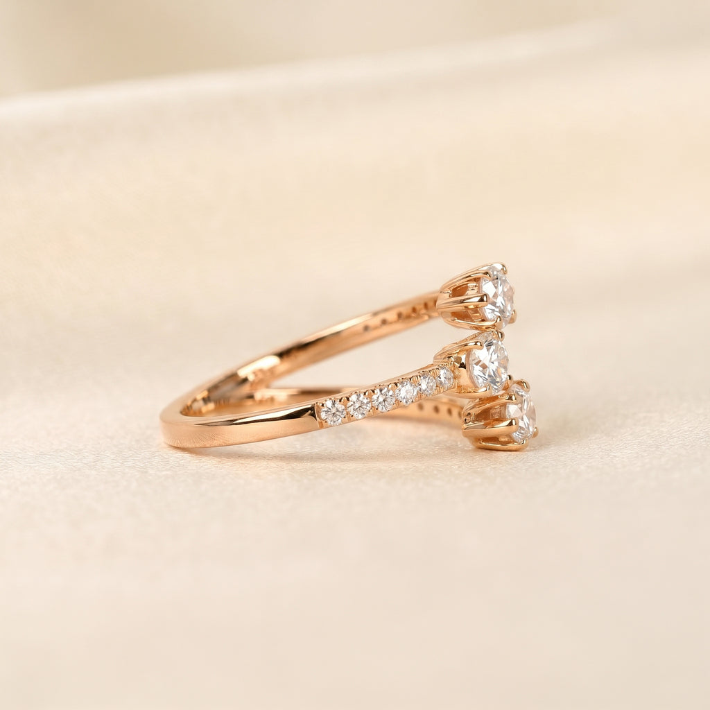 Oval & Pear Lab Grown Diamond Split Shank Ring in 10K Rose Gold 1 CTW