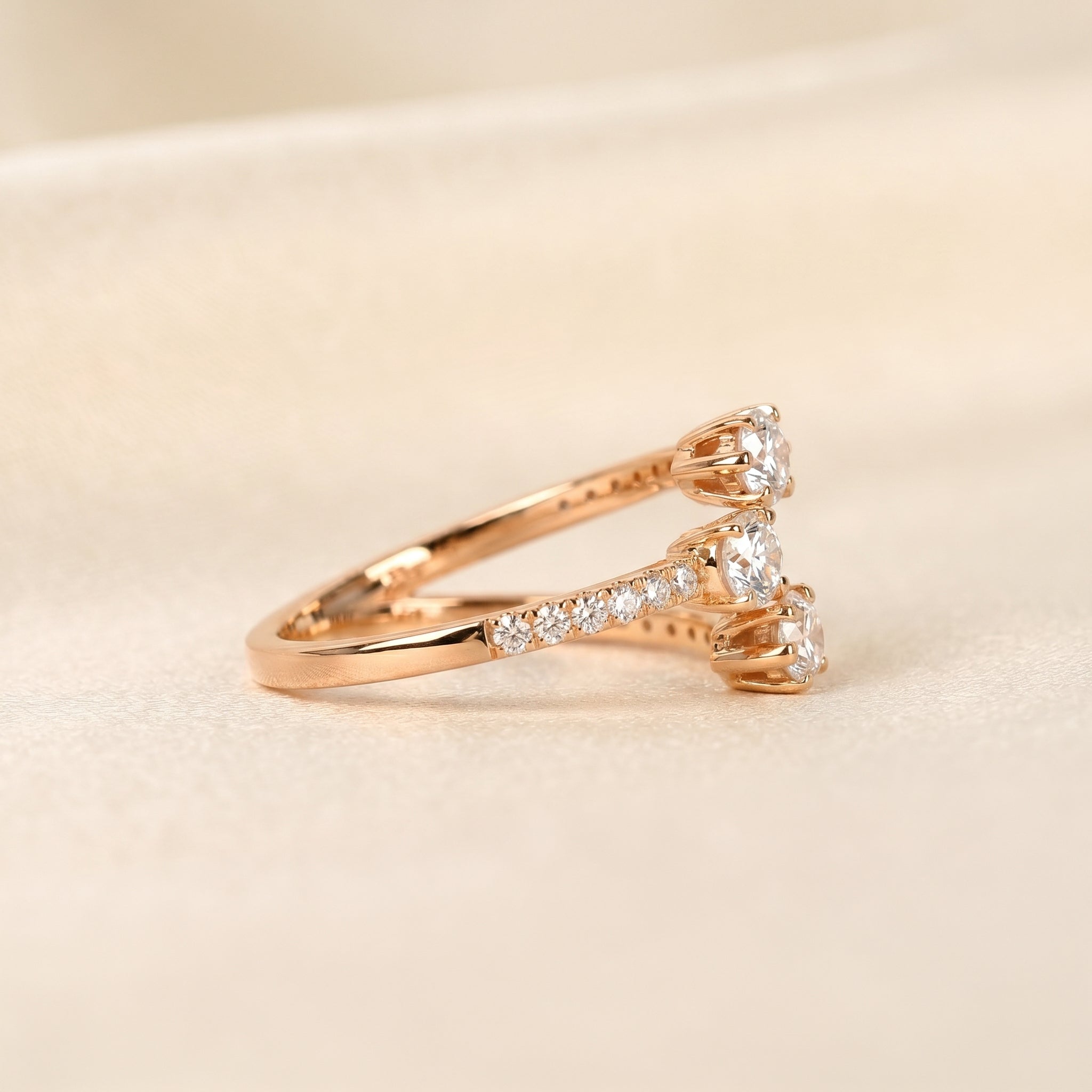 Oval & Pear Lab Grown Diamond Split Shank Ring in 18K Rose Gold 1 CTW