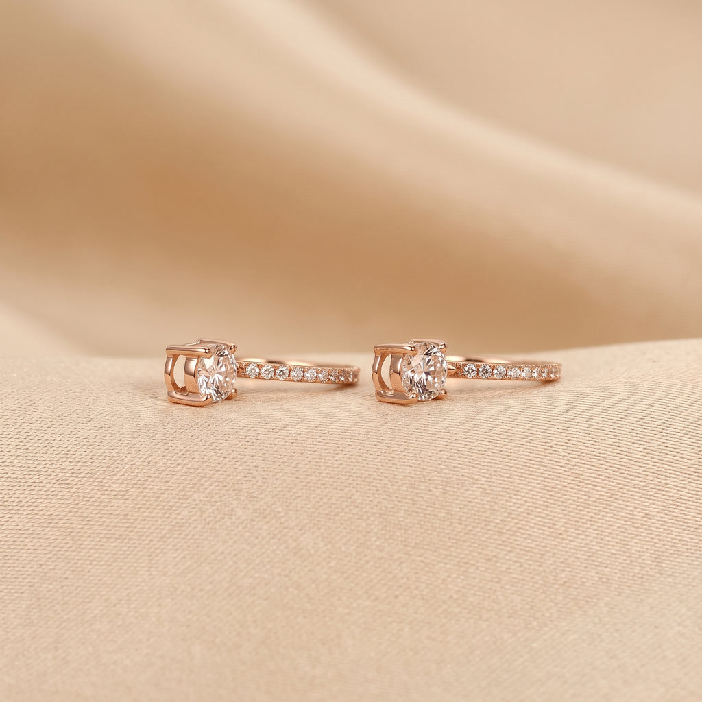 Oval & Round Lab Grown Diamond Drop Hoop Earrings in 10K Rose Gold 1.60 CTW