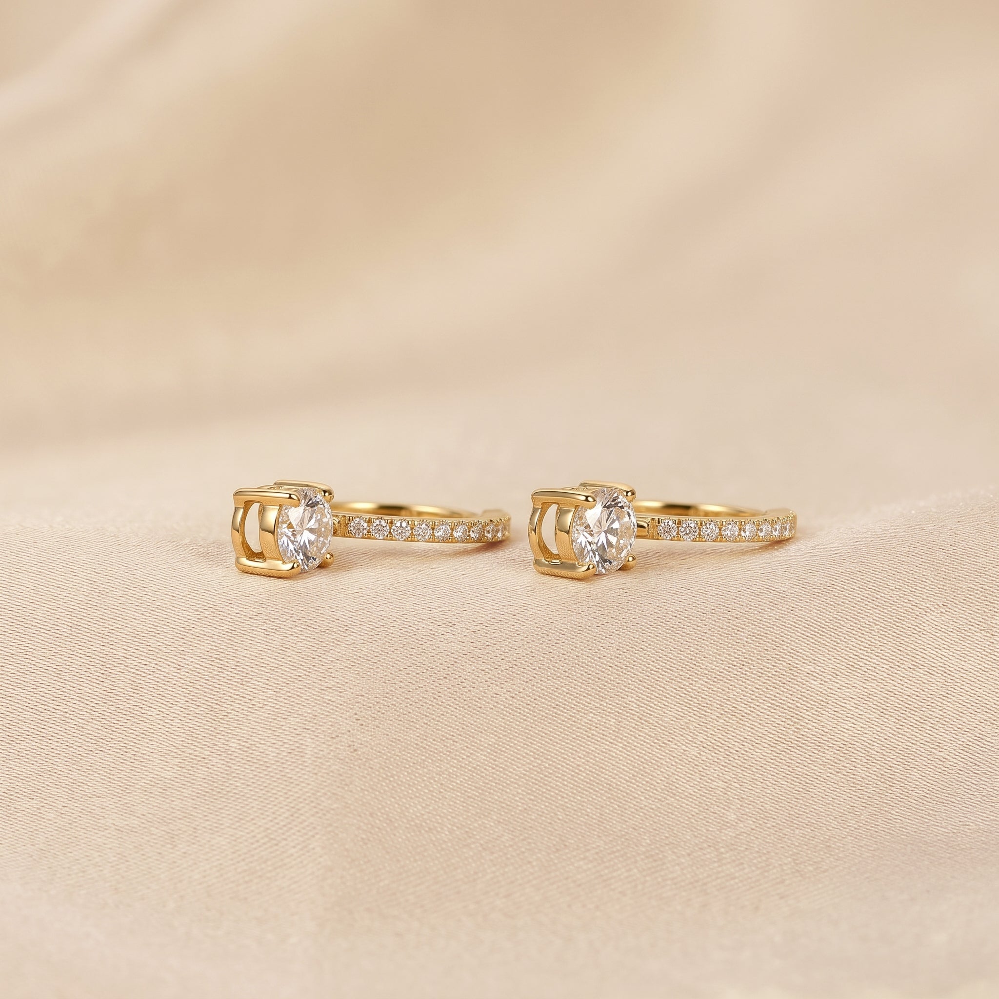 Oval & Round Lab Grown Diamond Drop Hoop Earrings in 18K Yellow Gold 1.60 CTW