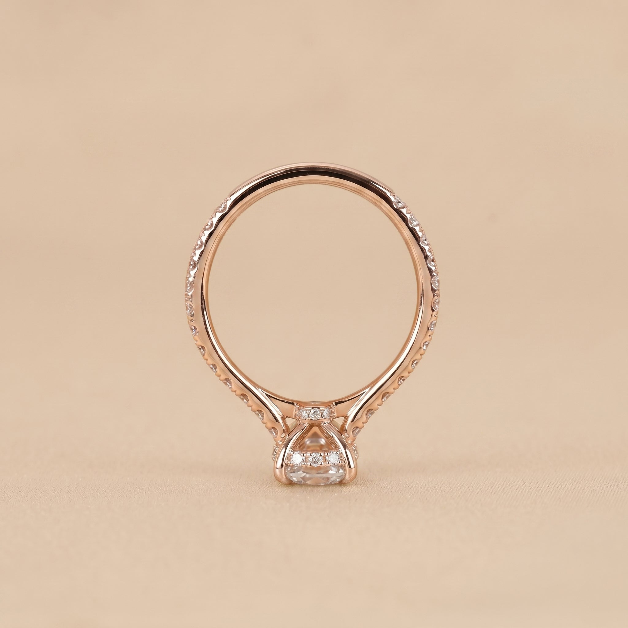 Oval & Round Lab Grown Diamond Solitaire Ring in 10K Rose Gold 3.16 CTW