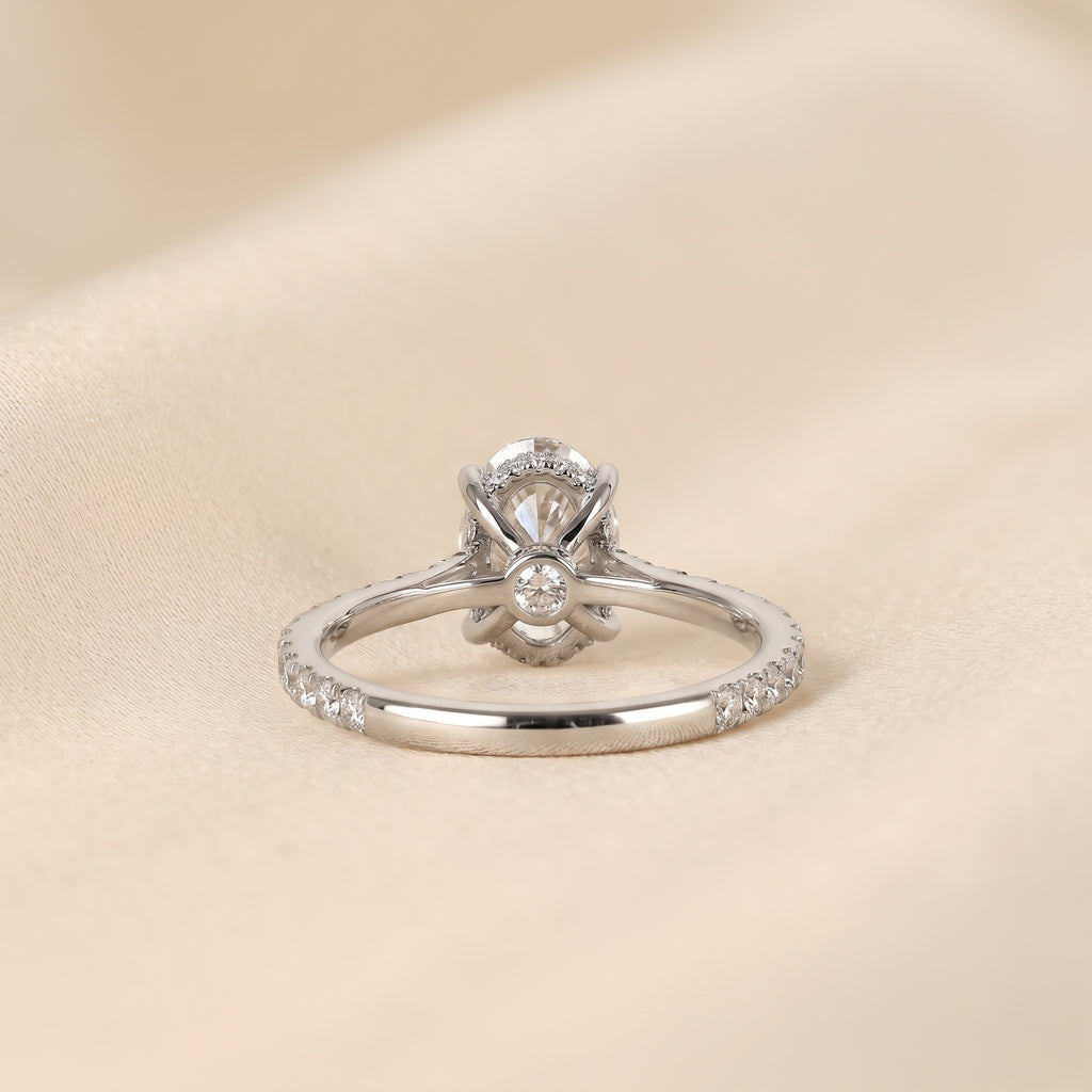 Oval & Round Lab Grown Diamond Solitaire Ring in 10K White Gold 3.16 CTW