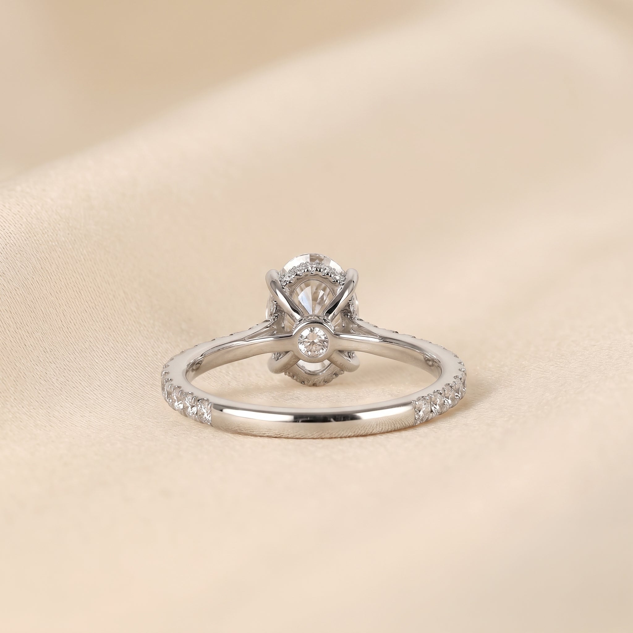 Oval & Round Lab Grown Diamond Solitaire Ring in 10K White Gold 3.16 CTW