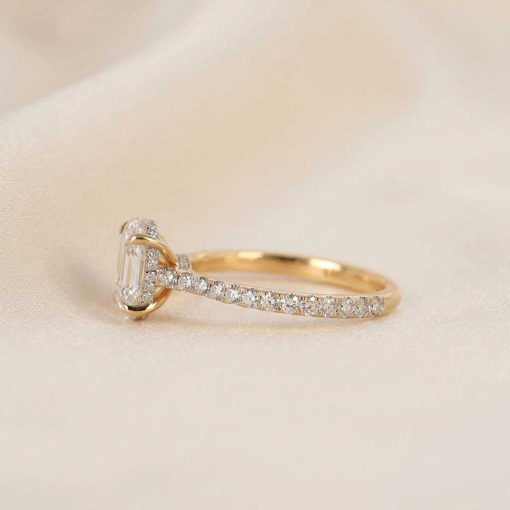 Oval & Round Lab Grown Diamond Solitaire Ring in 10K Yellow Gold 3.16 CTW