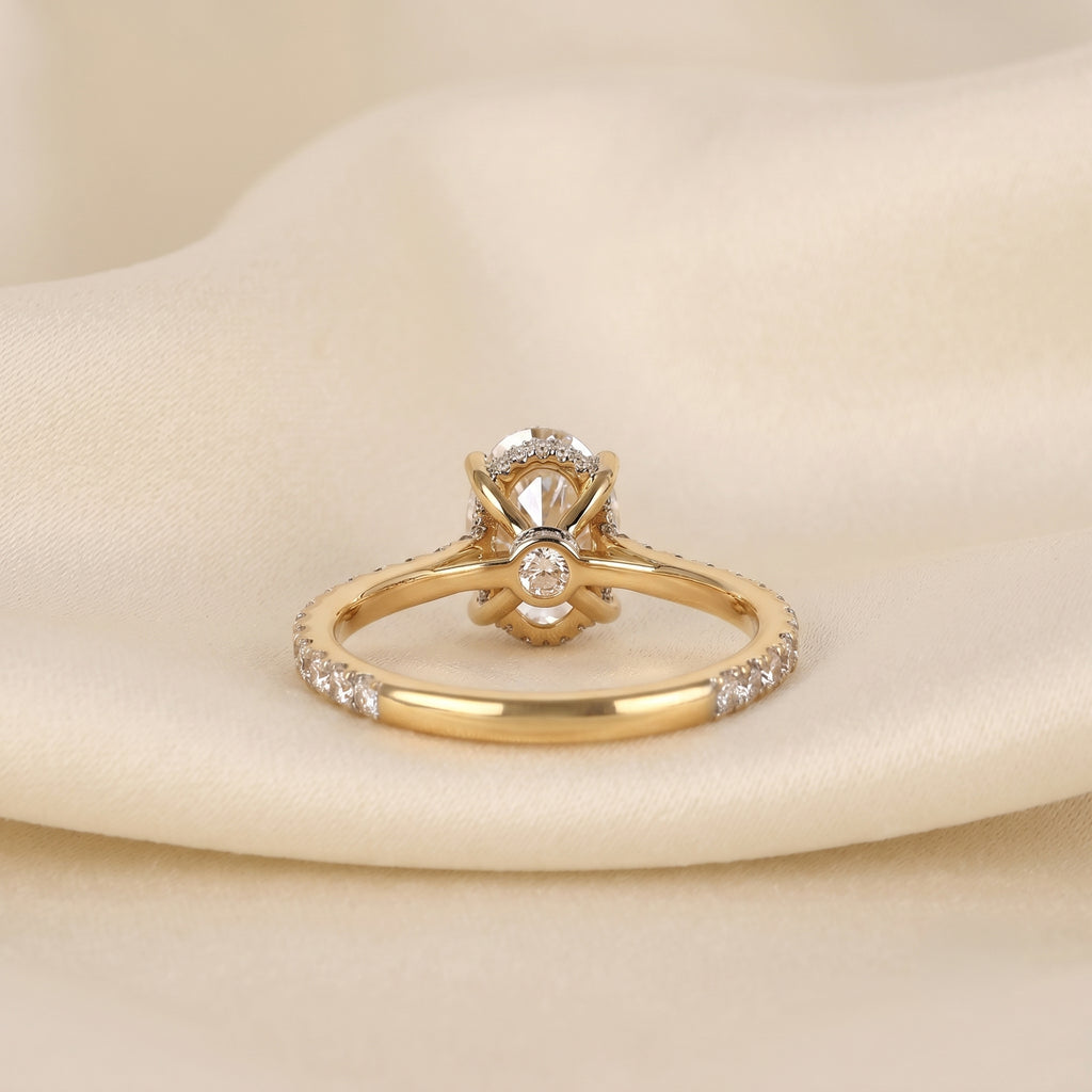 Oval & Round Lab Grown Diamond Solitaire Ring in 14K Yellow Gold 3.16 CTW