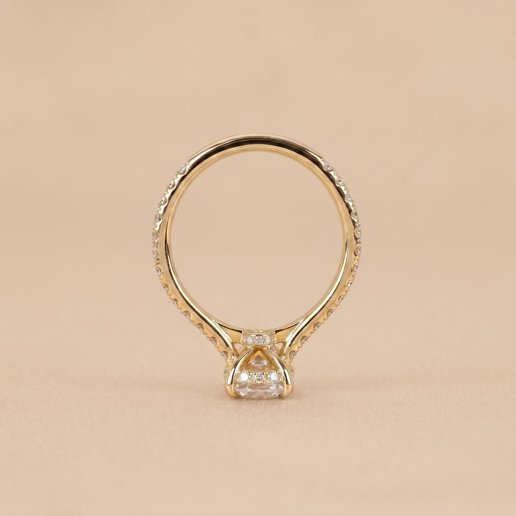 Oval & Round Lab Grown Diamond Solitaire Ring in 14K Yellow Gold 3.16 CTW