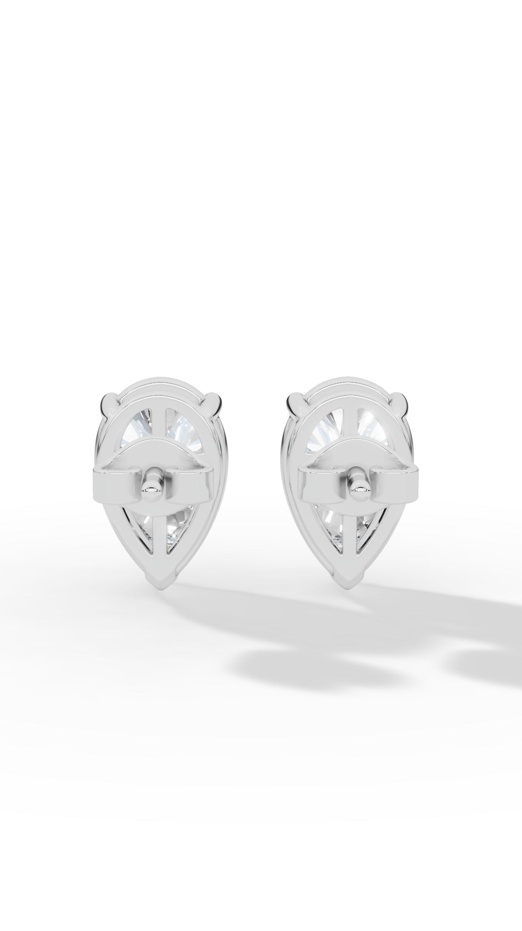 Pear Cut Three Prong  Solitaire Stud Earrings 10K White Gold 2.0 CTW