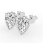 Pear  Cut Three Prong  Solitaire Lab-Grown Diamond Stud Earrings 18k White Gold