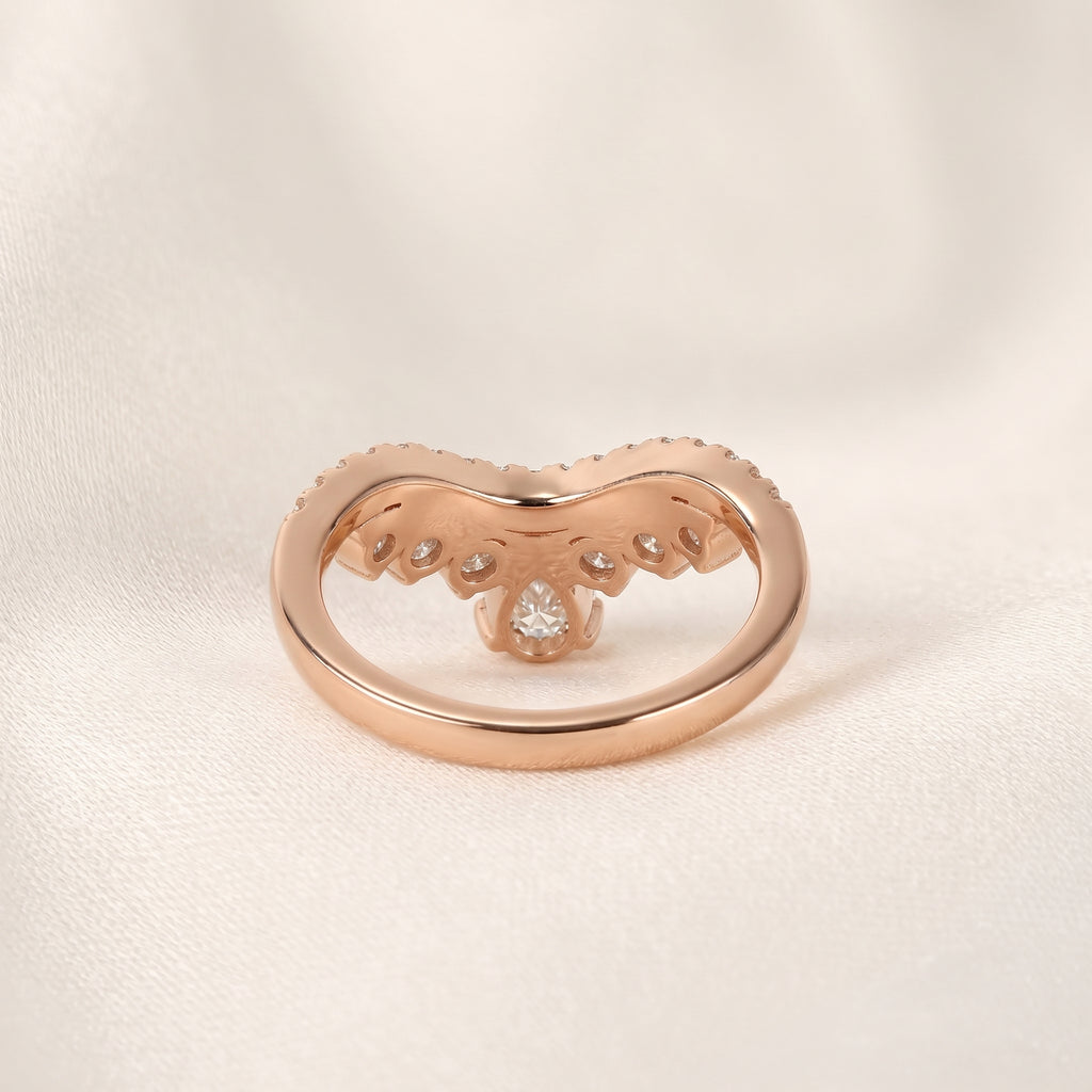Pear Drop Lab Grown Diamond Chevron Band in 10K Rose Gold 1.47 CTW
