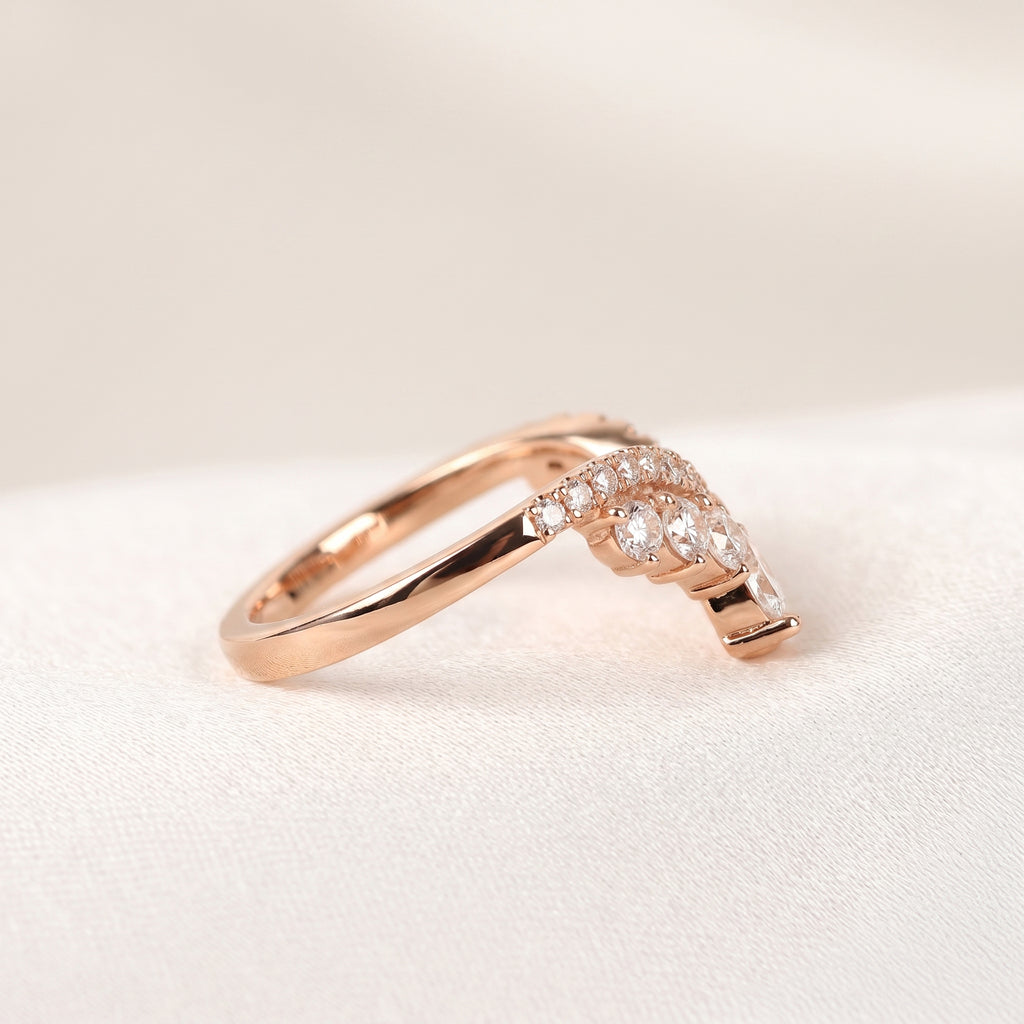 Pear Drop Lab Grown Diamond Chevron Band in 10K Rose Gold 1.47 CTW