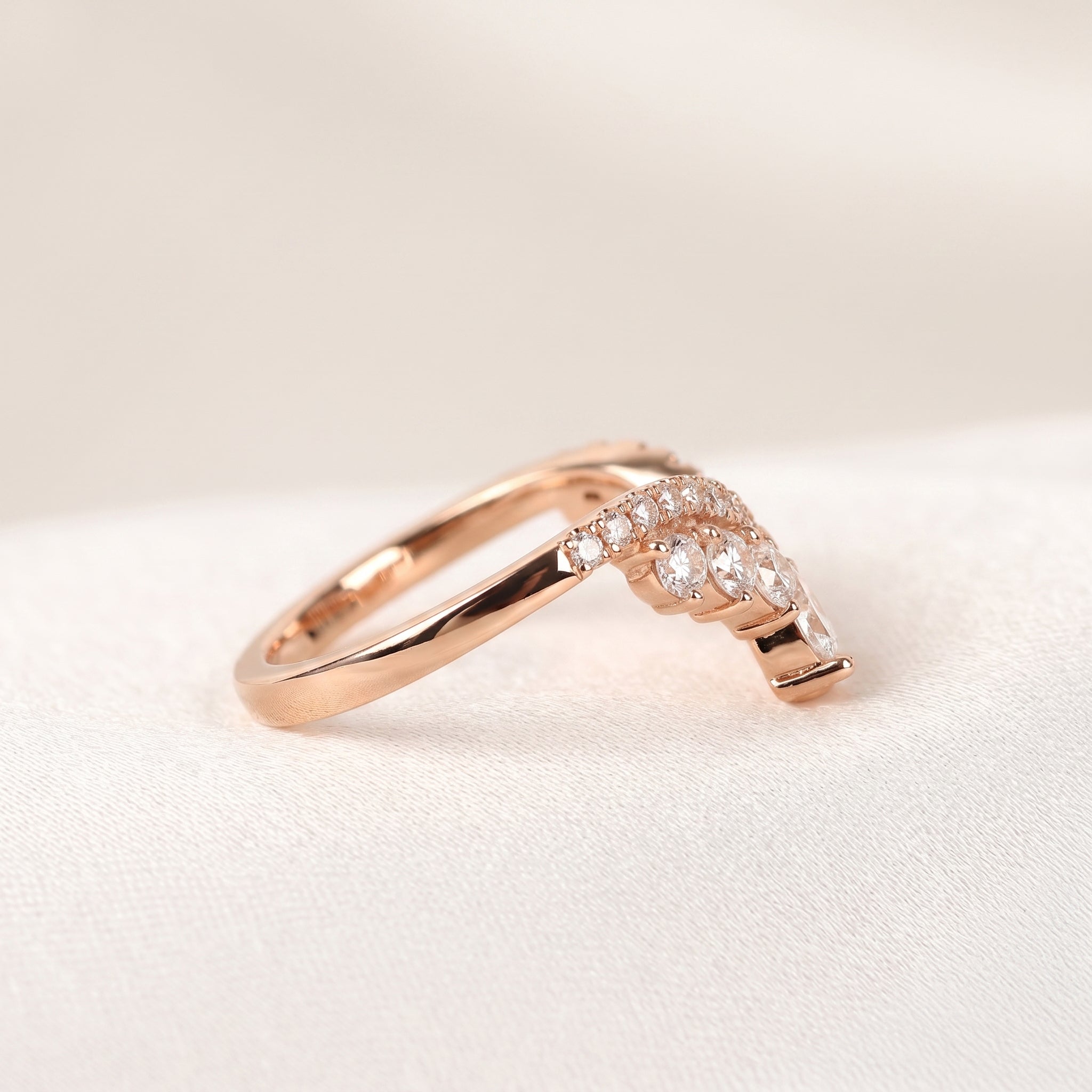 Pear Drop Lab Grown Diamond Chevron Band in 10K Rose Gold 1.47 CTW