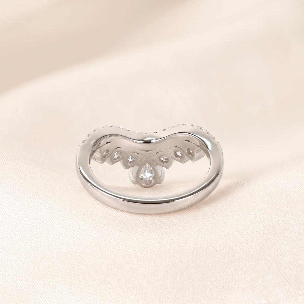 Pear Drop Lab Grown Diamond Chevron Band in 10K White Gold 1.47 CTW