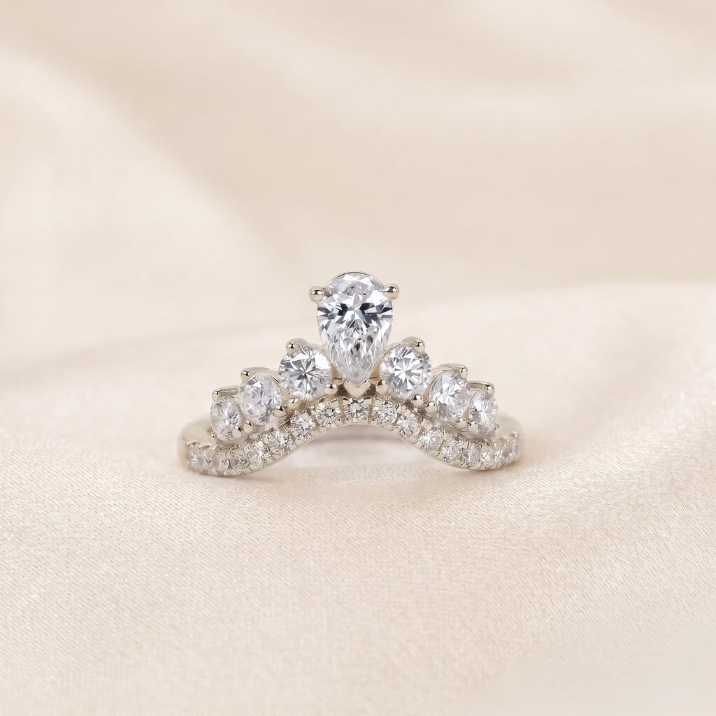 Pear Drop Lab Grown Diamond Chevron Band in 10K White Gold 1.47 CTW