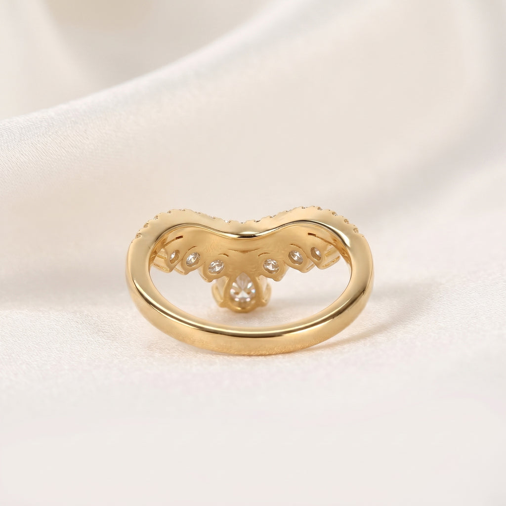 Pear Drop Lab Grown Diamond Chevron Band in 10K Yellow Gold 1.47 CTW