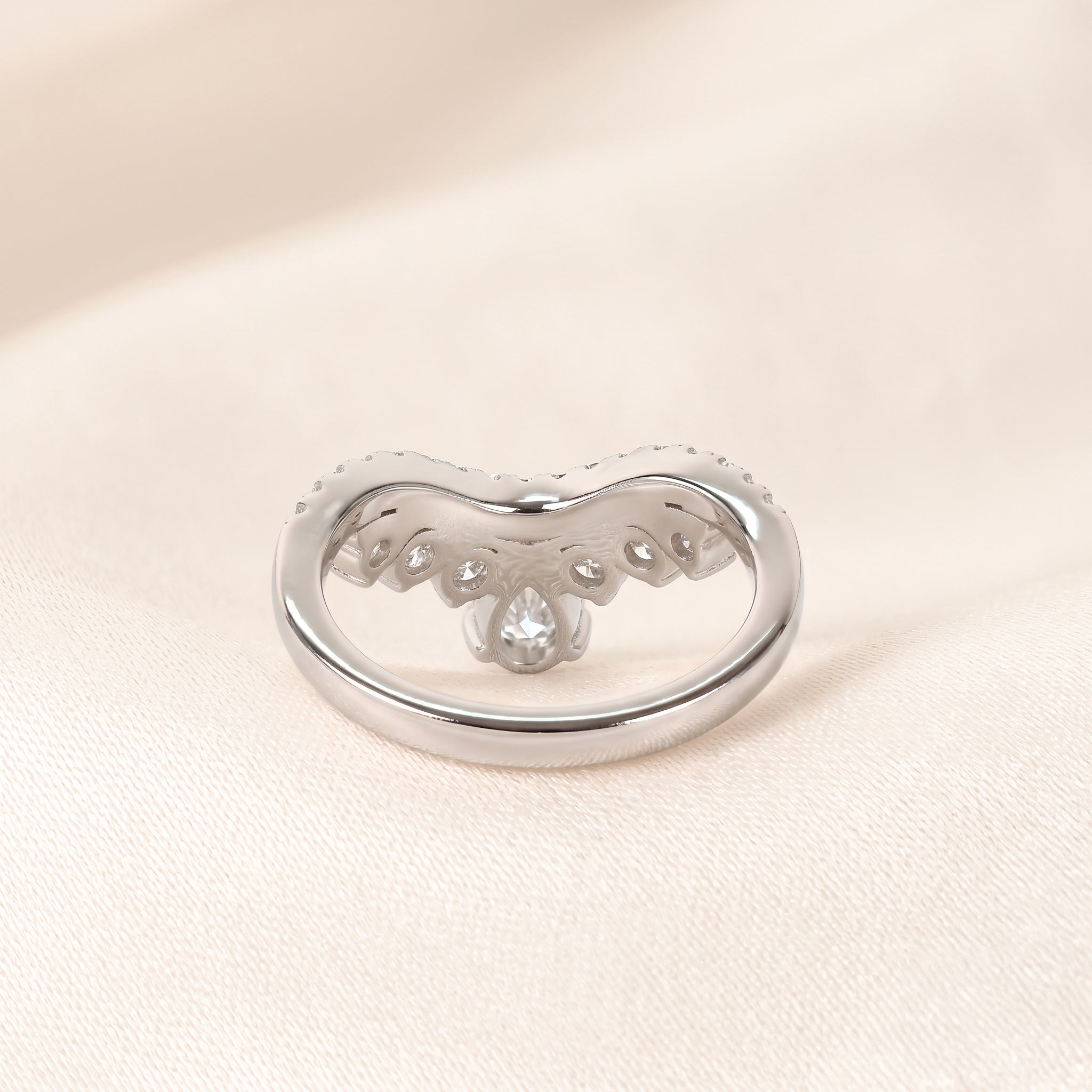 Pear Drop Lab Grown Diamond Chevron Band in 14K White Gold 1.47 CTW