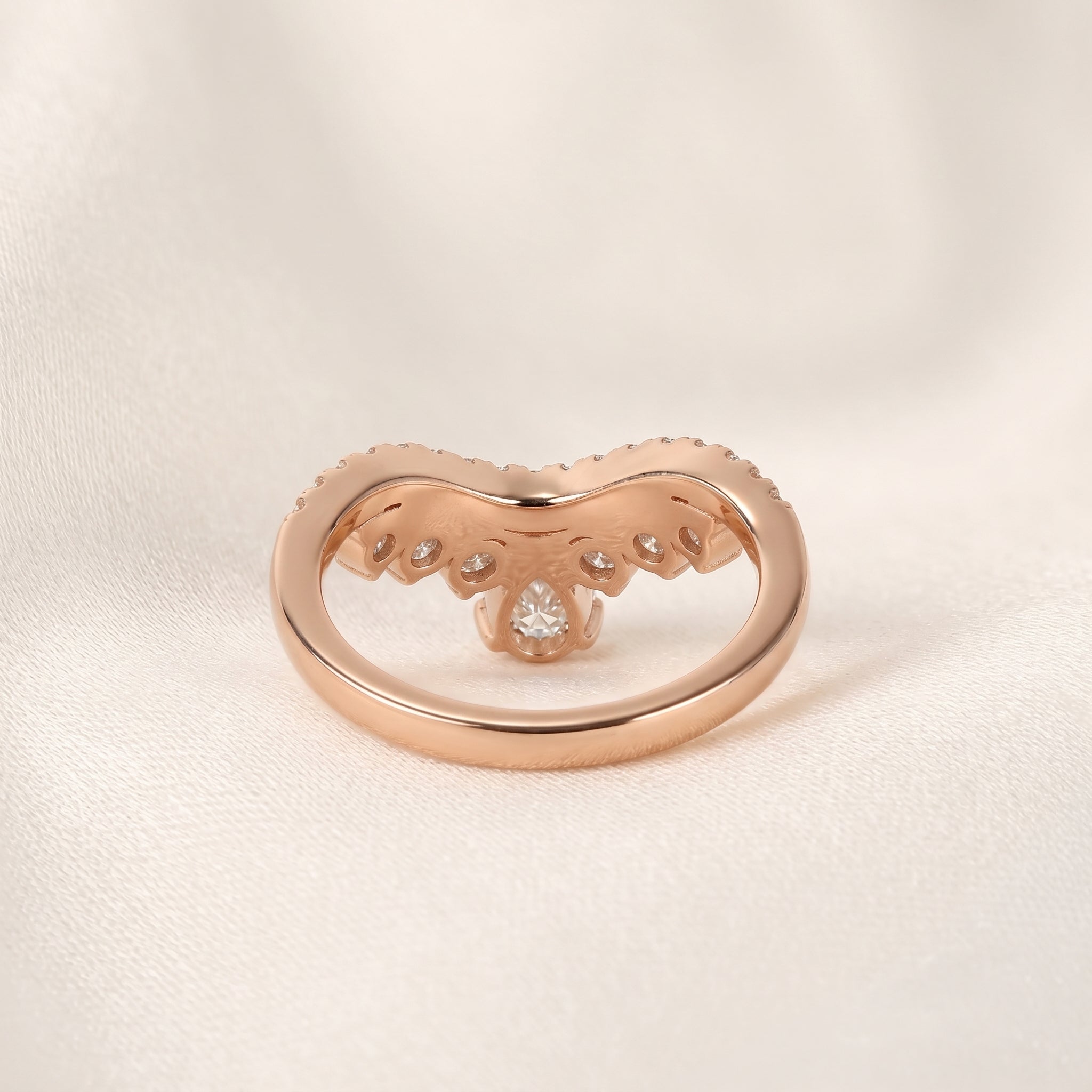 Pear Drop Lab Grown Diamond Chevron Band in 18K Rose Gold 1.47 CTW
