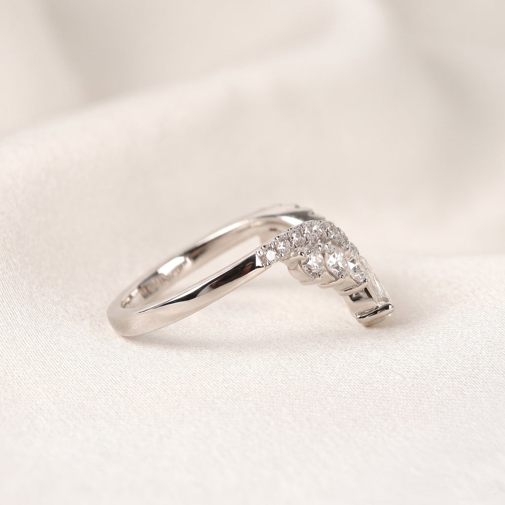 Pear Drop Lab Grown Diamond Chevron Band in 18K White Gold 1.47 CTW
