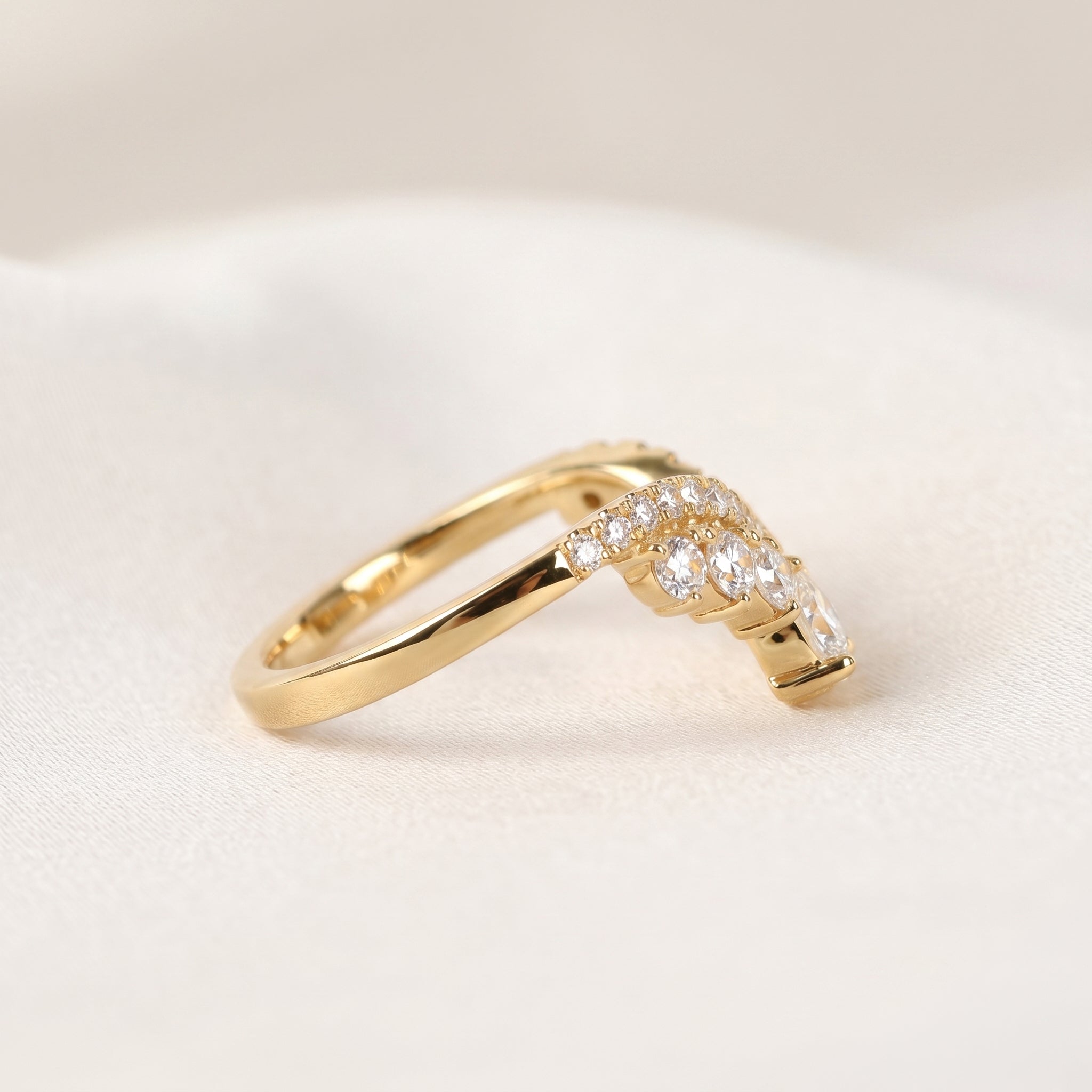 Pear Drop Lab Grown Diamond Chevron Band in 18K Yellow Gold 1.47 CTW