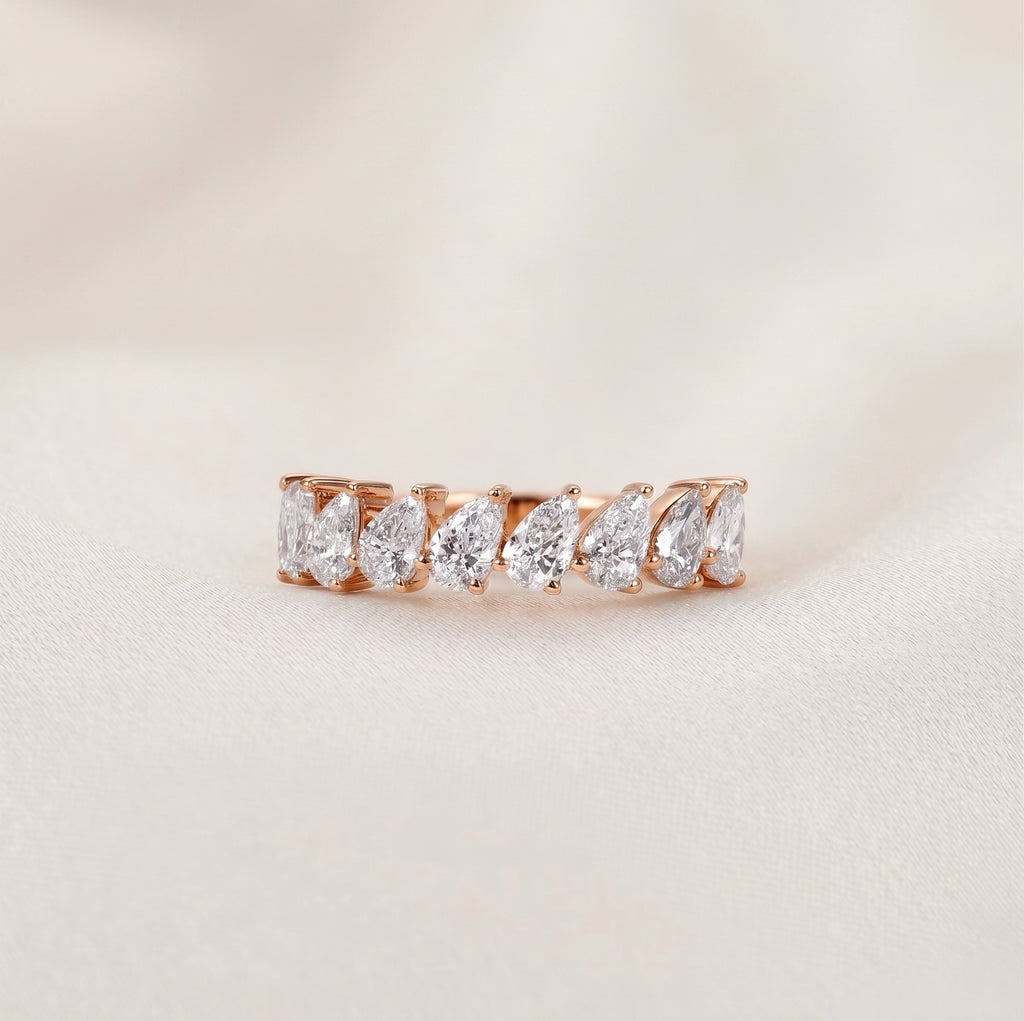 Pear Lab Grown Diamond Anniversary Band in 10K Rose Gold 1.44 CTW