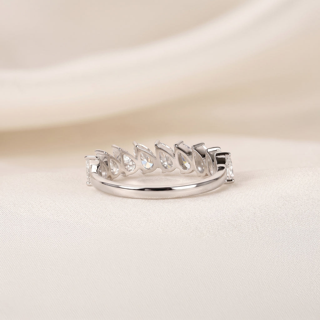 Pear Lab Grown Diamond Anniversary Band in 10K White Gold 1.44 CTW