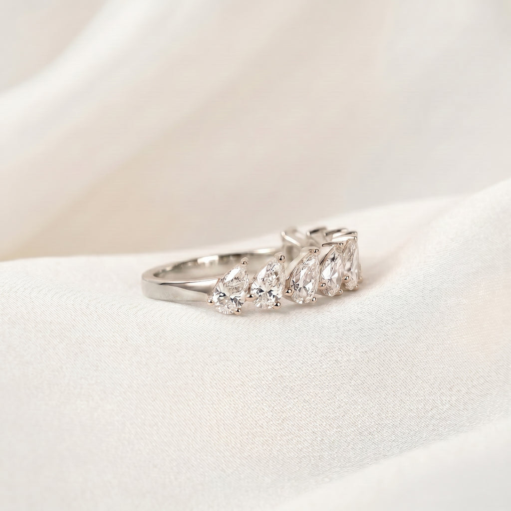 Pear Lab Grown Diamond Anniversary Band in 10K White Gold 1.44 CTW