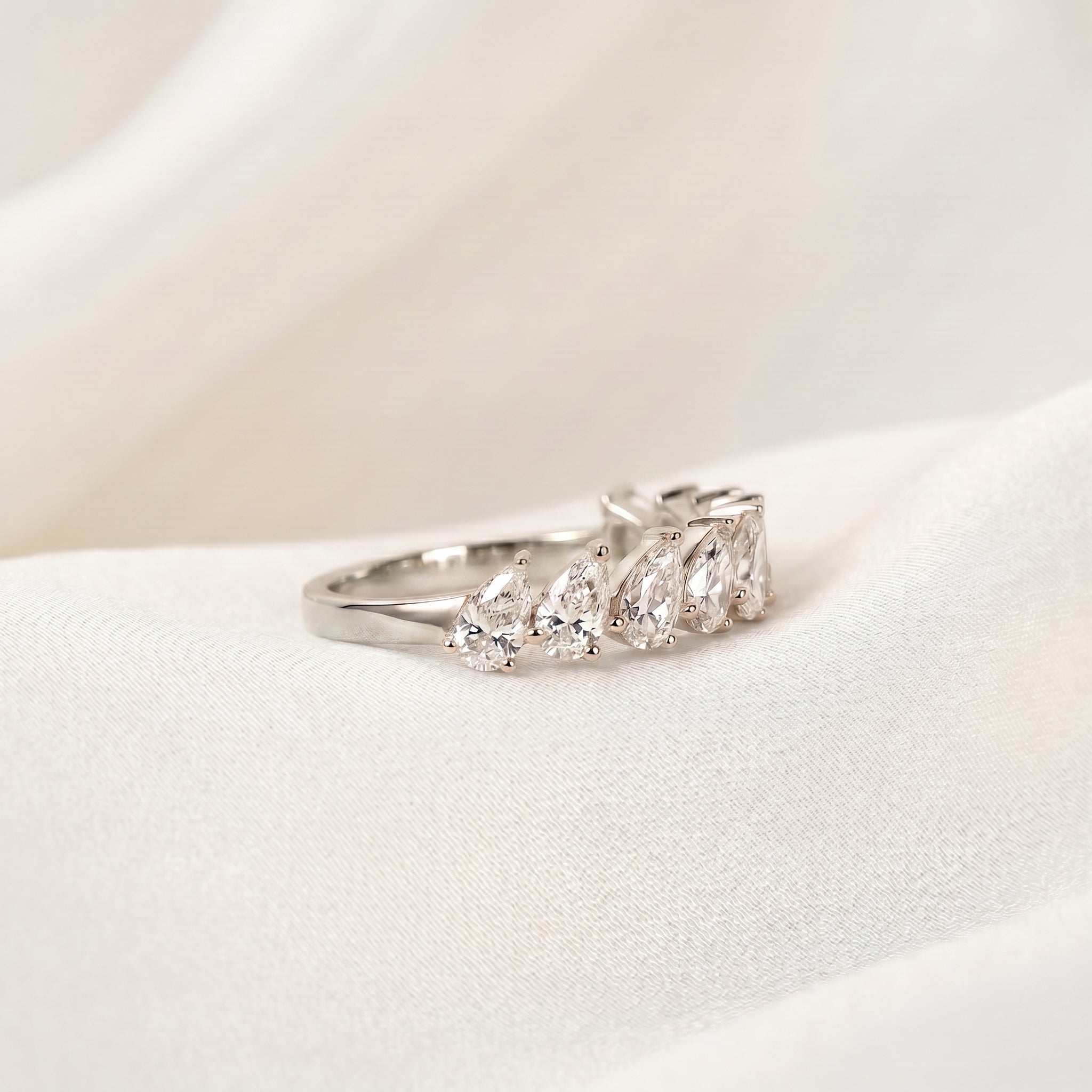 Pear Lab Grown Diamond Anniversary Band in 10K White Gold 1.44 CTW