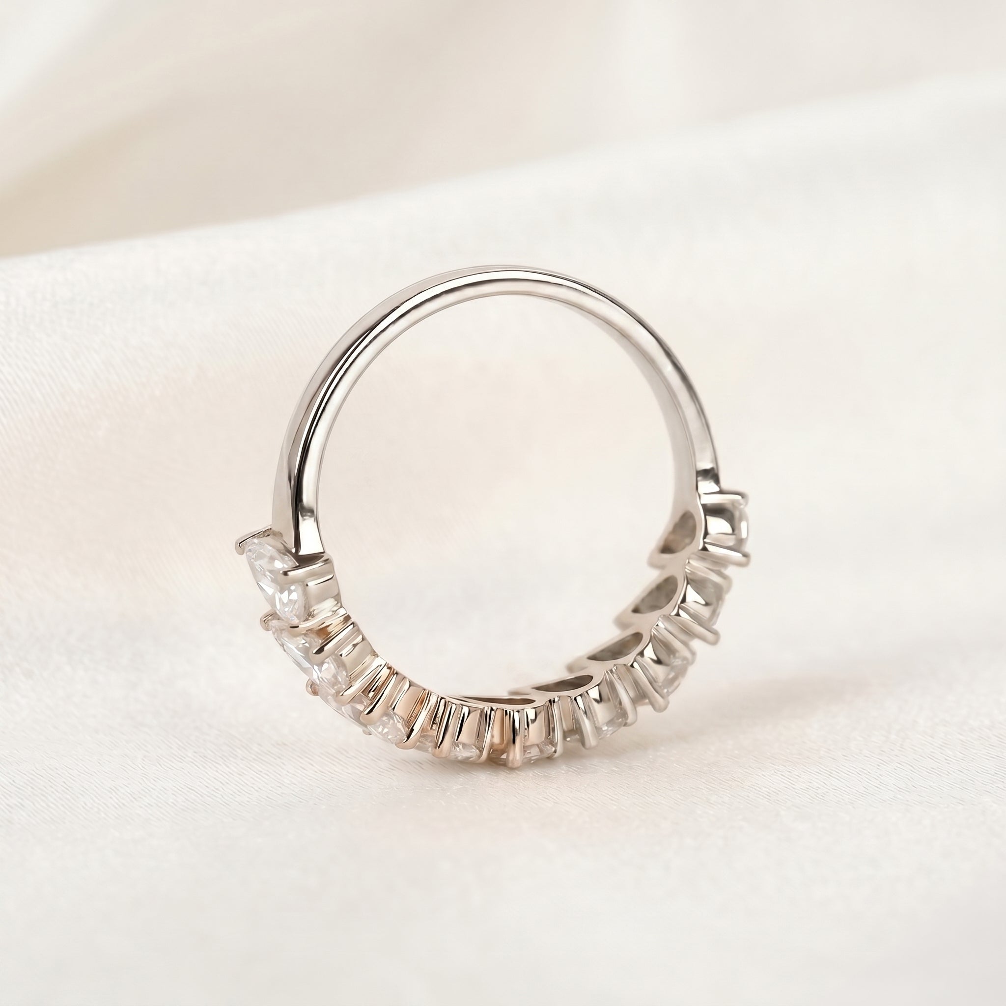 Pear Lab Grown Diamond Anniversary Band in 10K White Gold 1.44 CTW